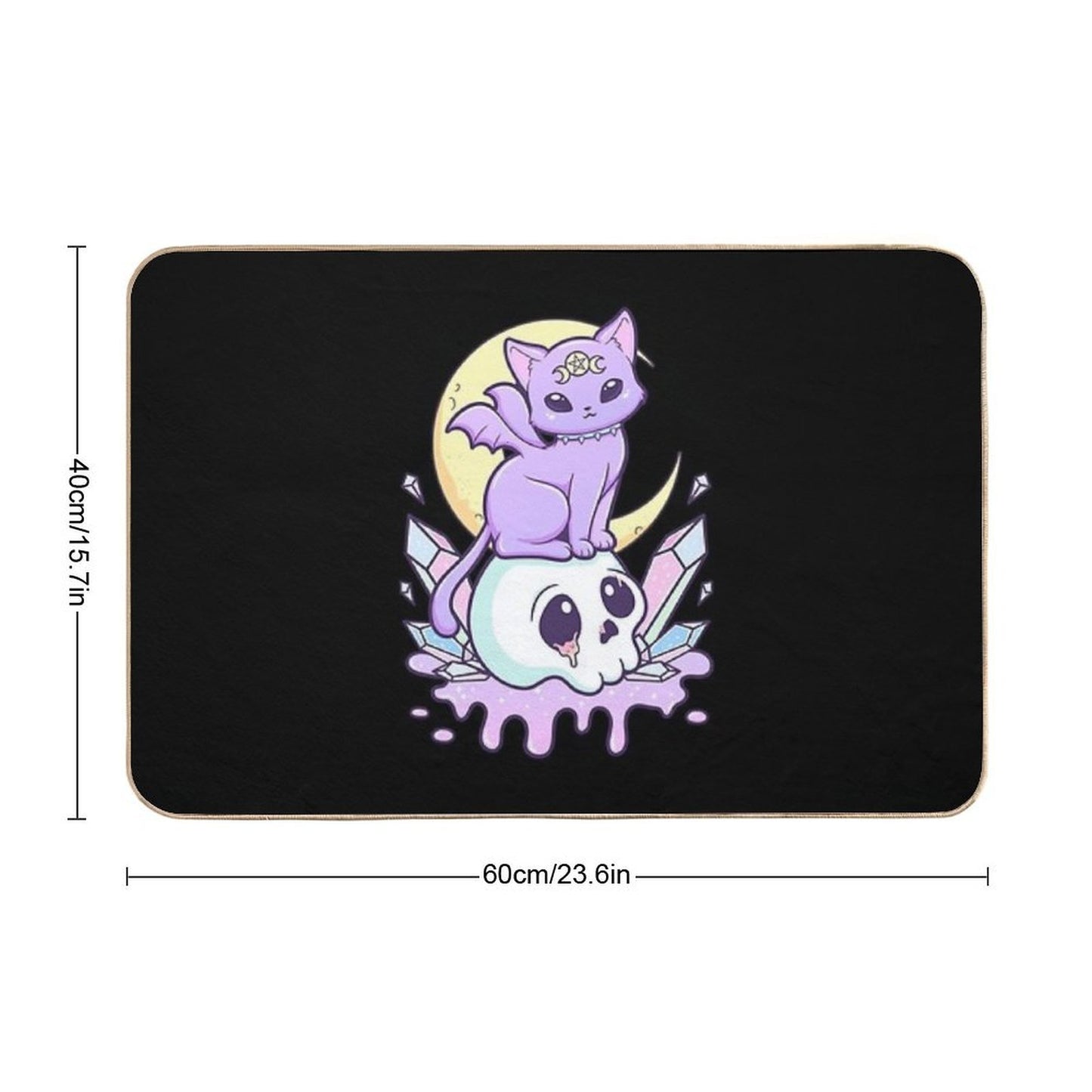 Kawaii Pastel Goth Cute Creepy Occult Cat And Skull Stain-Proof Bath Mat