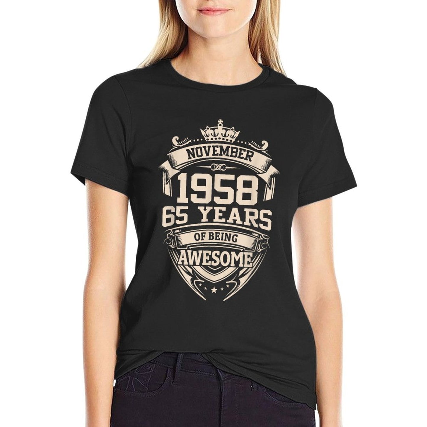 November 1958 65 Years Of Being Awesome 65th Birthday High-quality Stitching T-Shirt