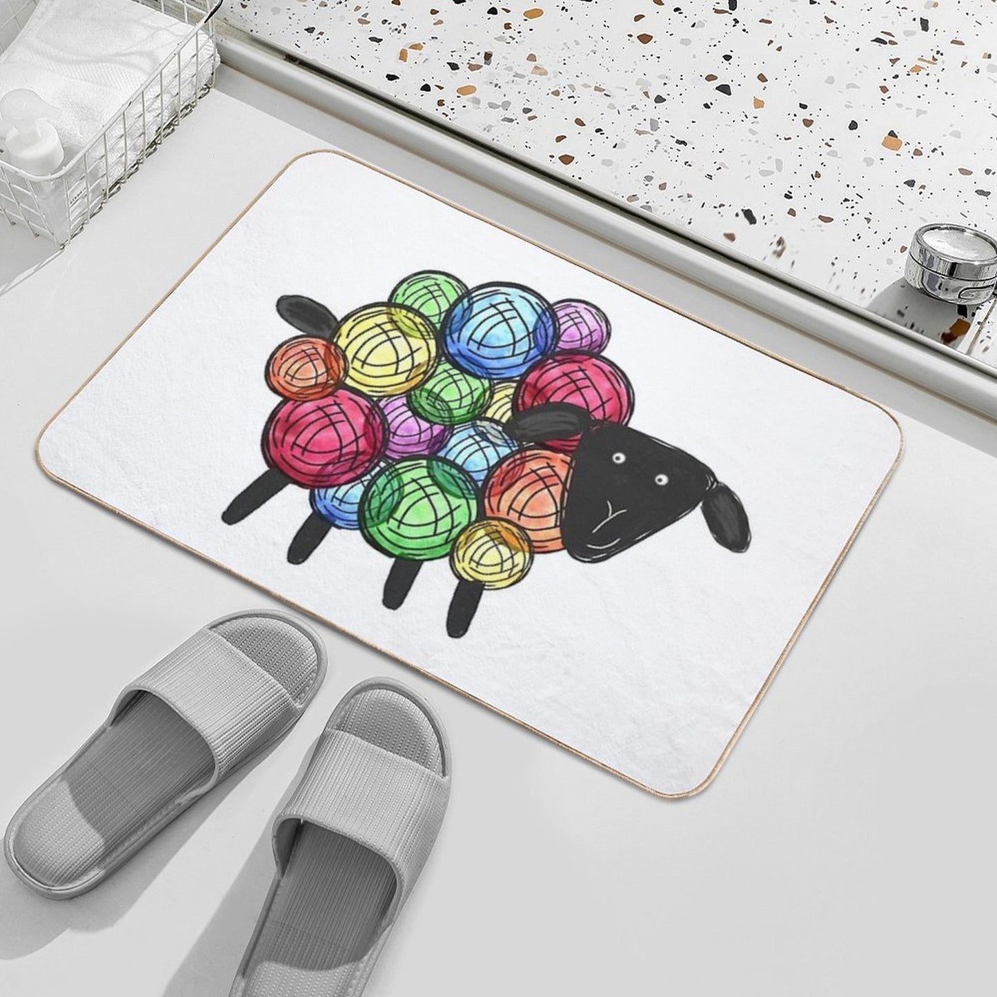 Rainbow Sheep Non-Slip Bath Mat