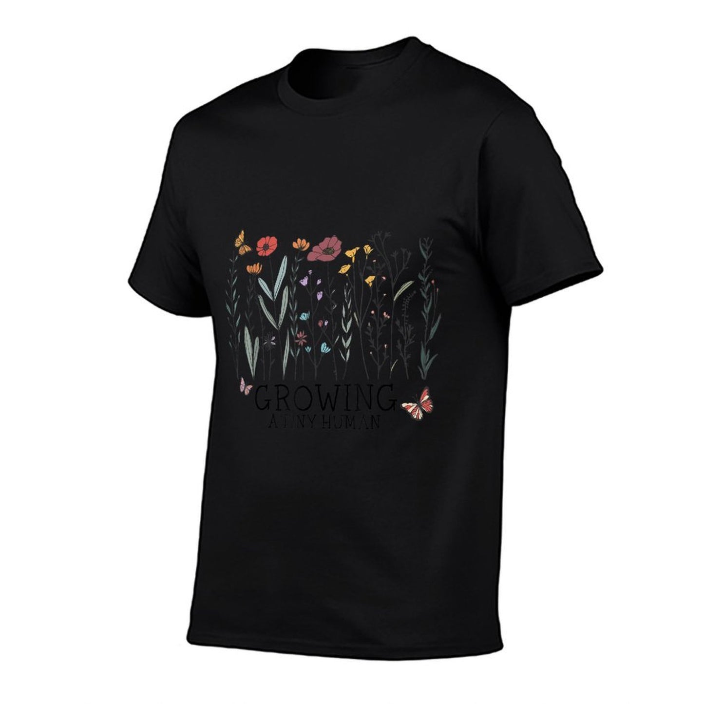 Growing A Tiny Human Boho Flower Floral Pregnant Reveal Relaxed-fit T-Shirt