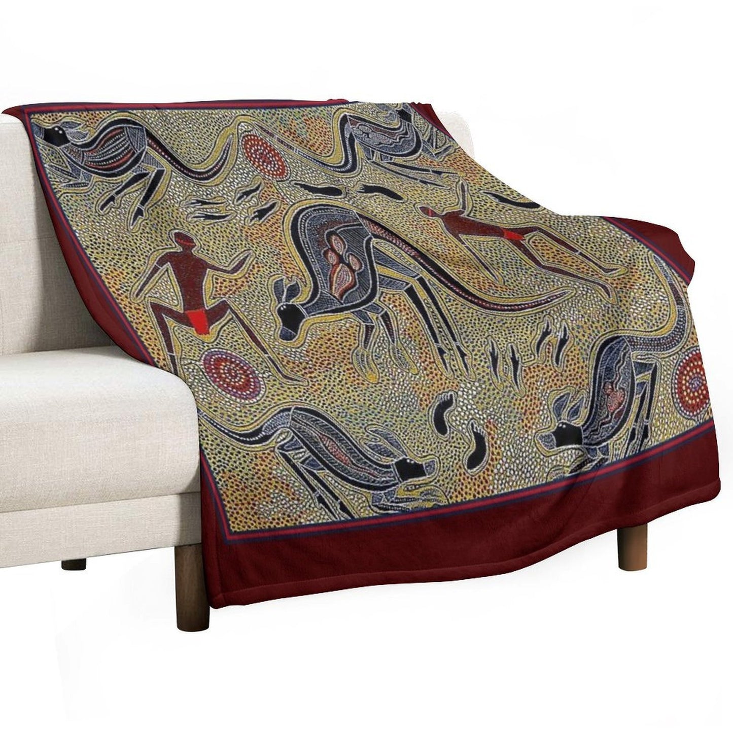 AUSTRALIAN ABORIGINAL Vintage Art Print All-season Throw Blanket