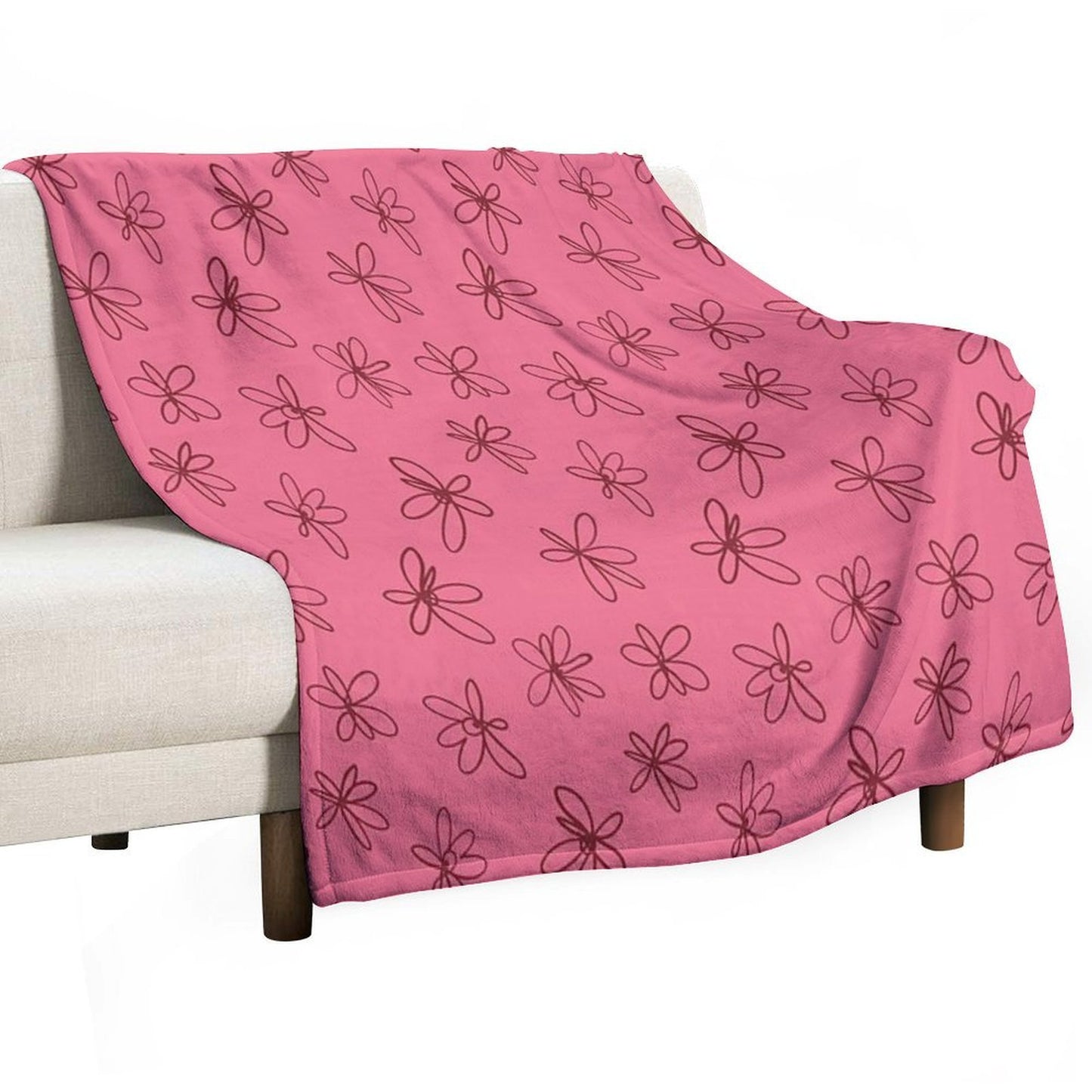 Daisy Whispers - Minimalist Leaf Pattern Compact Throw Blanket