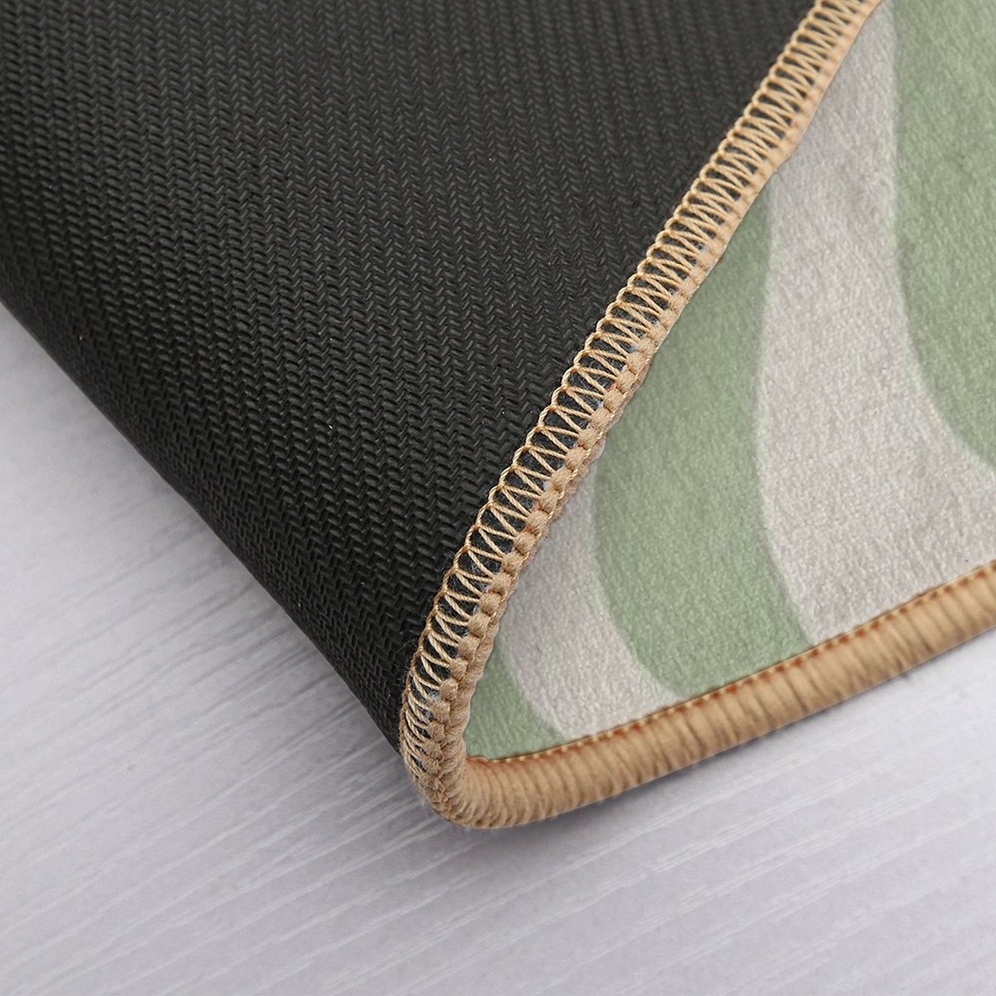 Liquid Swirl Contemporary Abstract Pattern in Sage Green And Beige Odorless Bath Mat