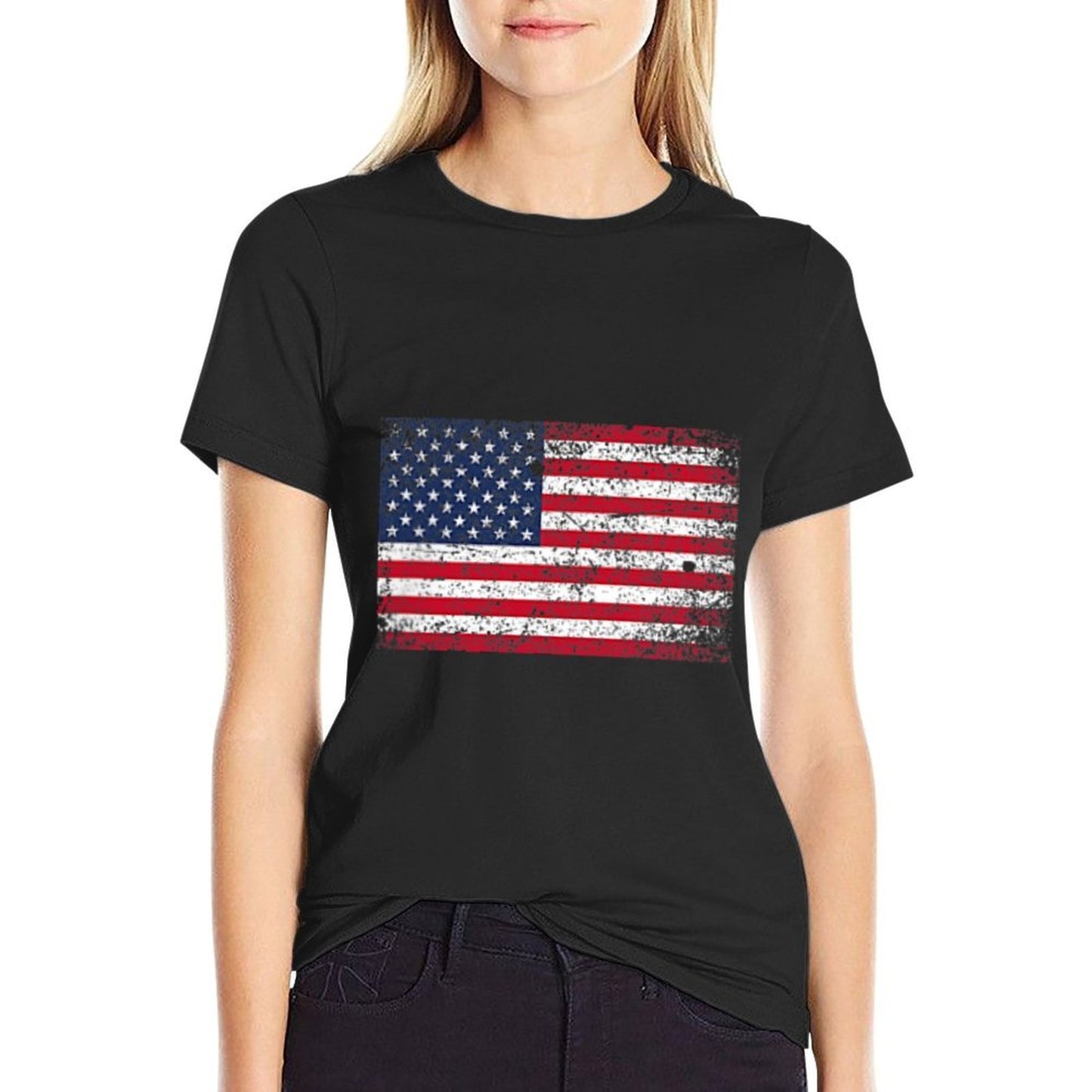 4th of July Distressed American USA Pocket Odor-resistant T-Shirt
