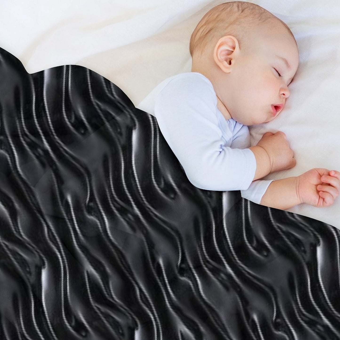 Dark Chrome Metallic Wavy Pattern Durable Throw Blanket