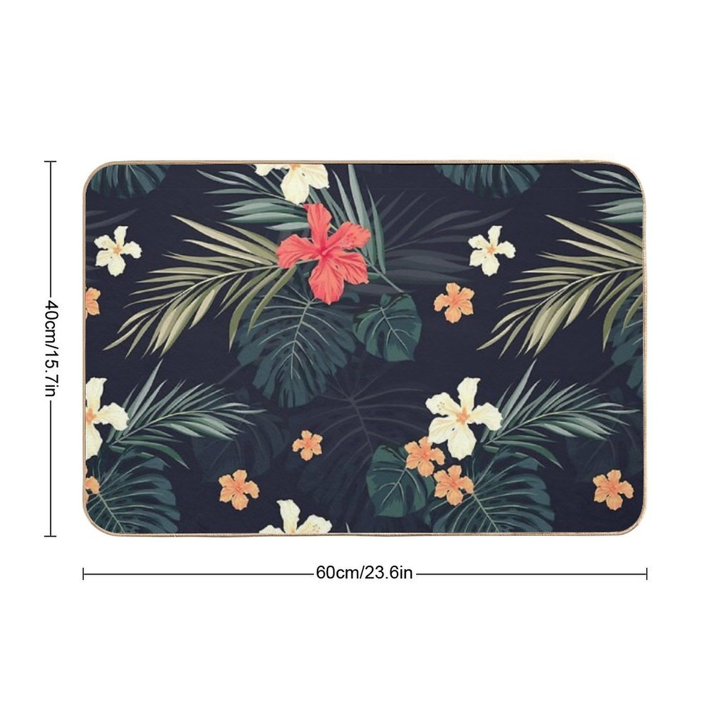 Dark Tropical Flowers Rapid-Drying Bath Mat