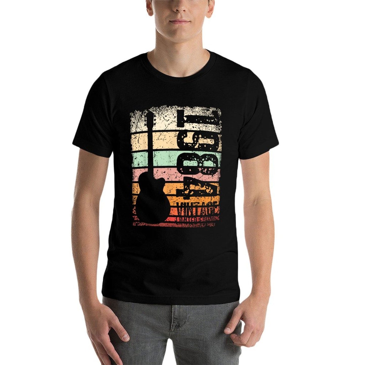 Vintage 40 Year Old 1984 40th Birthday Gifts Guitar Lover Oversized Silhouette T-Shirt