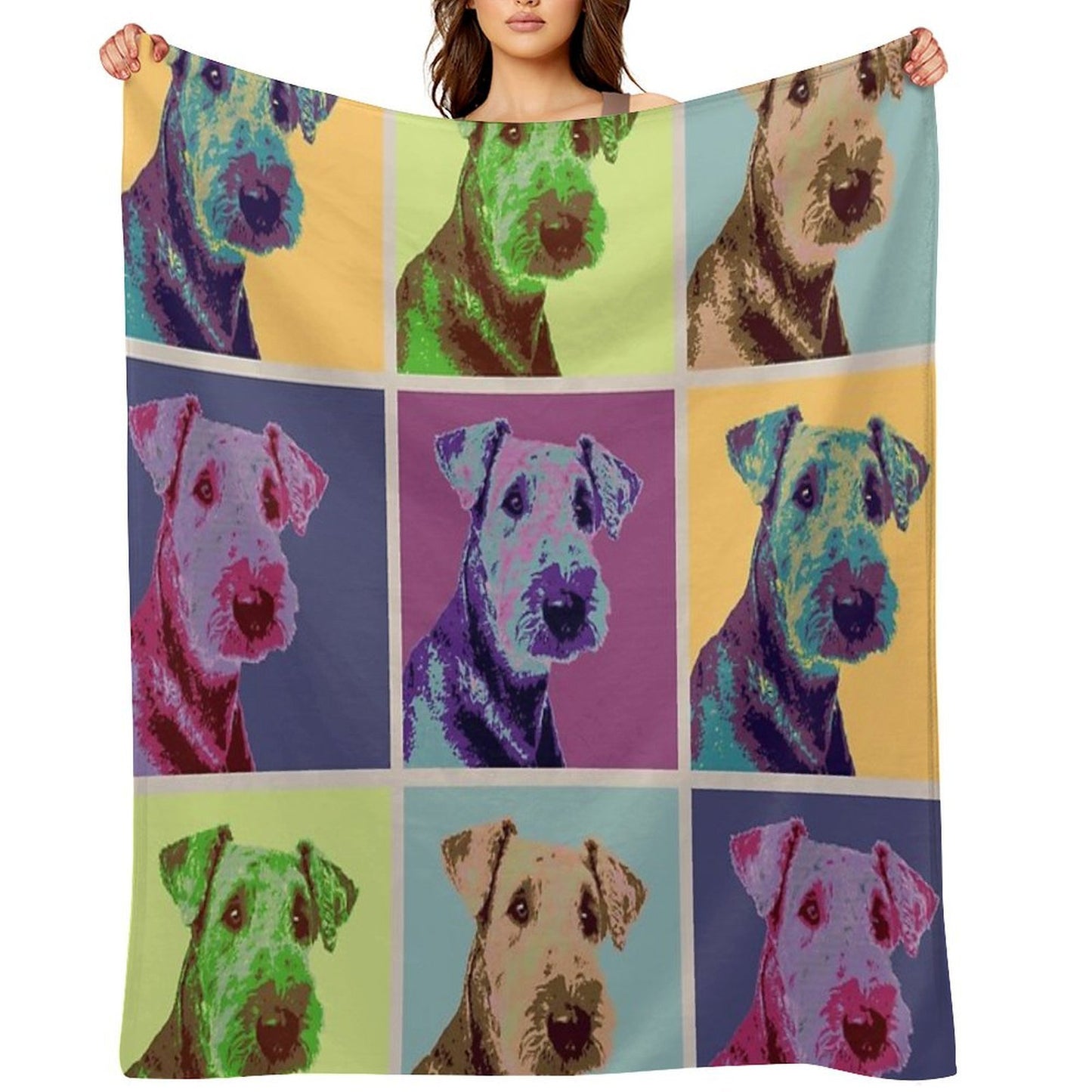 Airedale Terrier Pop Art Grid Premium Throw Blanket