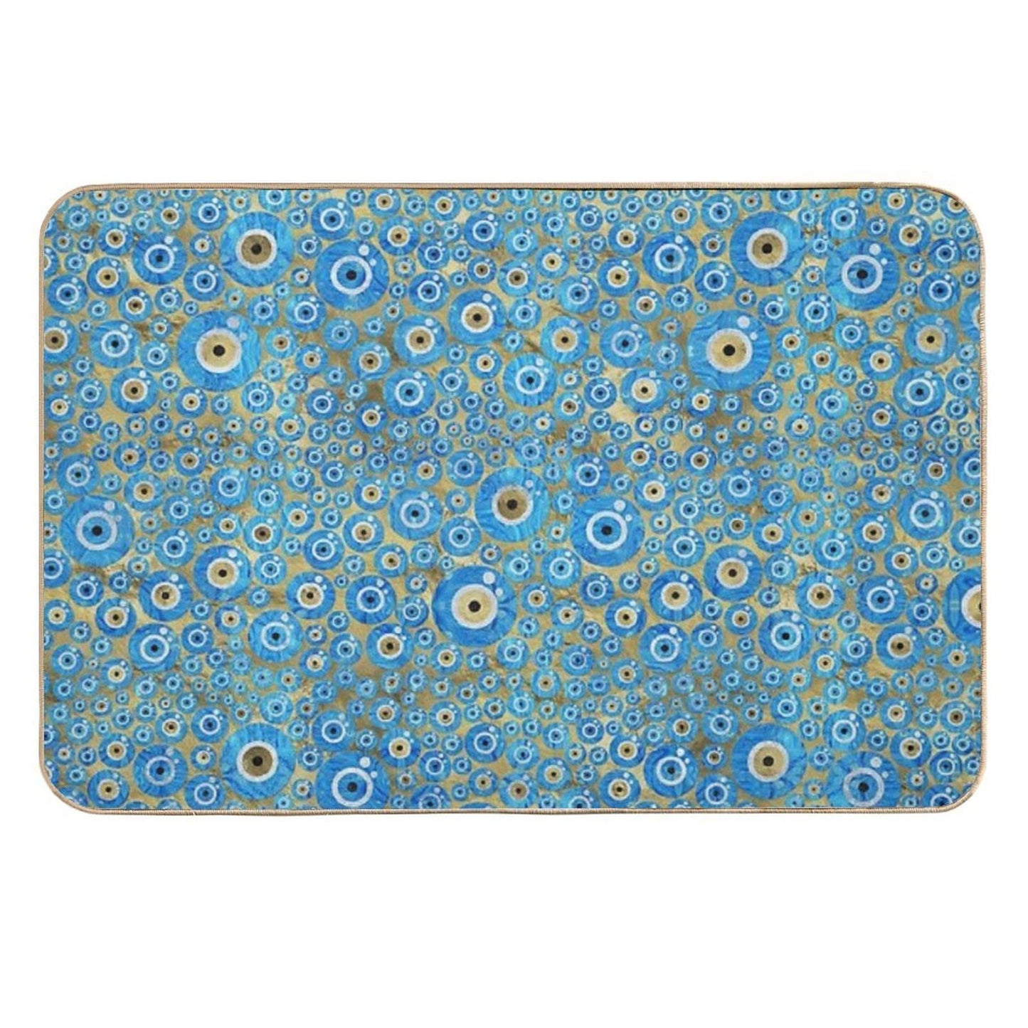 Greek Blue Glass Evil Eye Amulet Easy To Clean Bath Mat