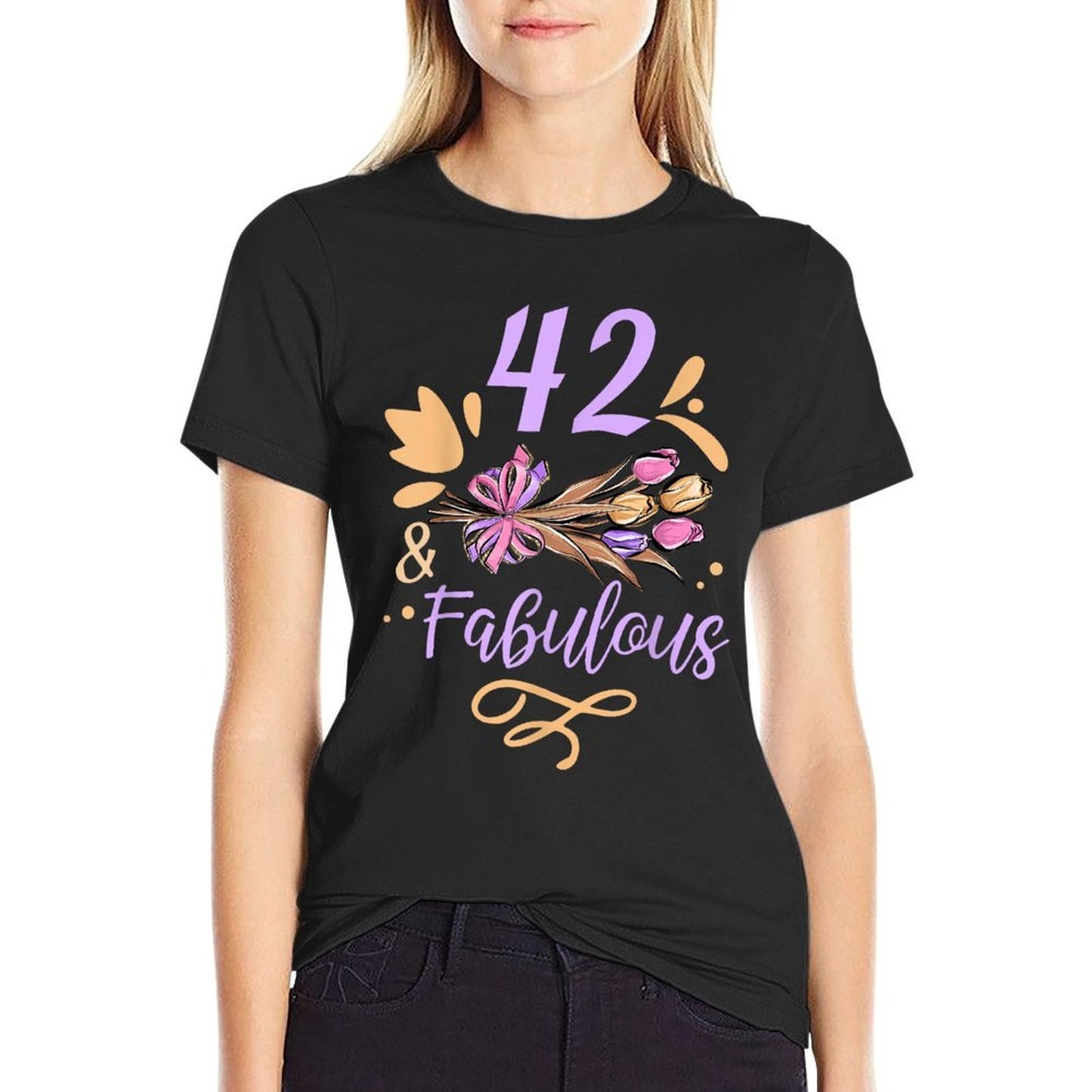 42 And Fabulous Birthday Age Old Party Years Forty-Two 42Nd Oversized Silhouette T-Shirt