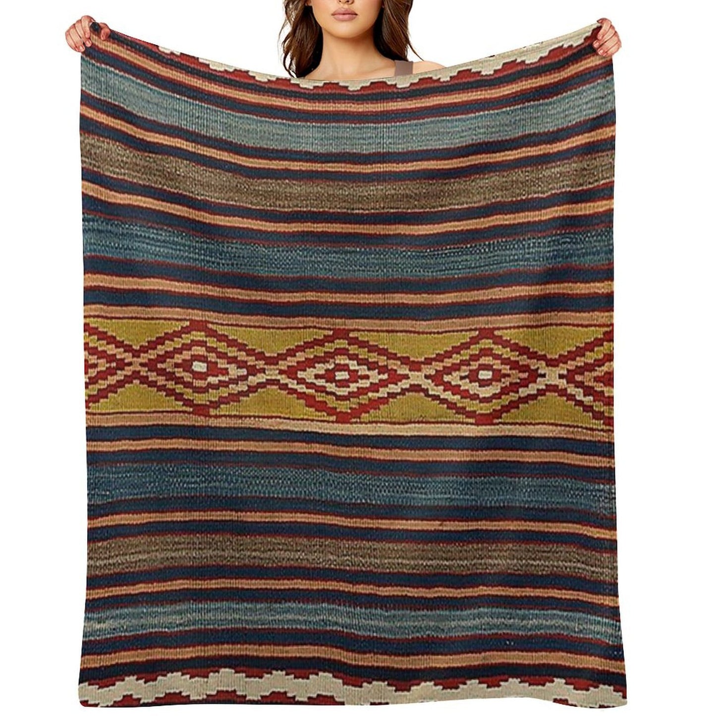 Navajo Blanket,southwestern Art,native American Art,indian Art,arizona,dessert,geometric Pattern,bow And Arrows,cowboys And Indi Anti-pilling Throw Blanket