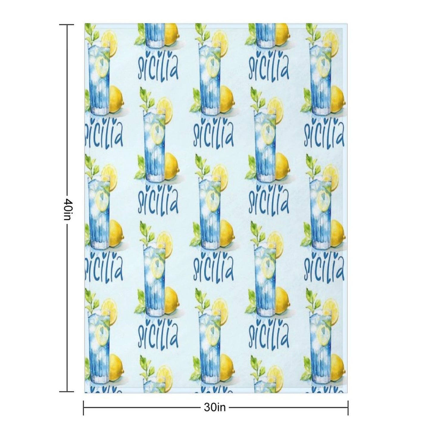 Sicilia Love – Italian Lemonade Watercolor Design Machine-washable Throw Blanket