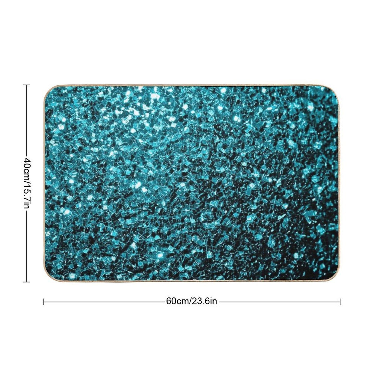 Aqua Blue Shiny Faux Glitter Sparkles Anti-Trip Bath Mat
