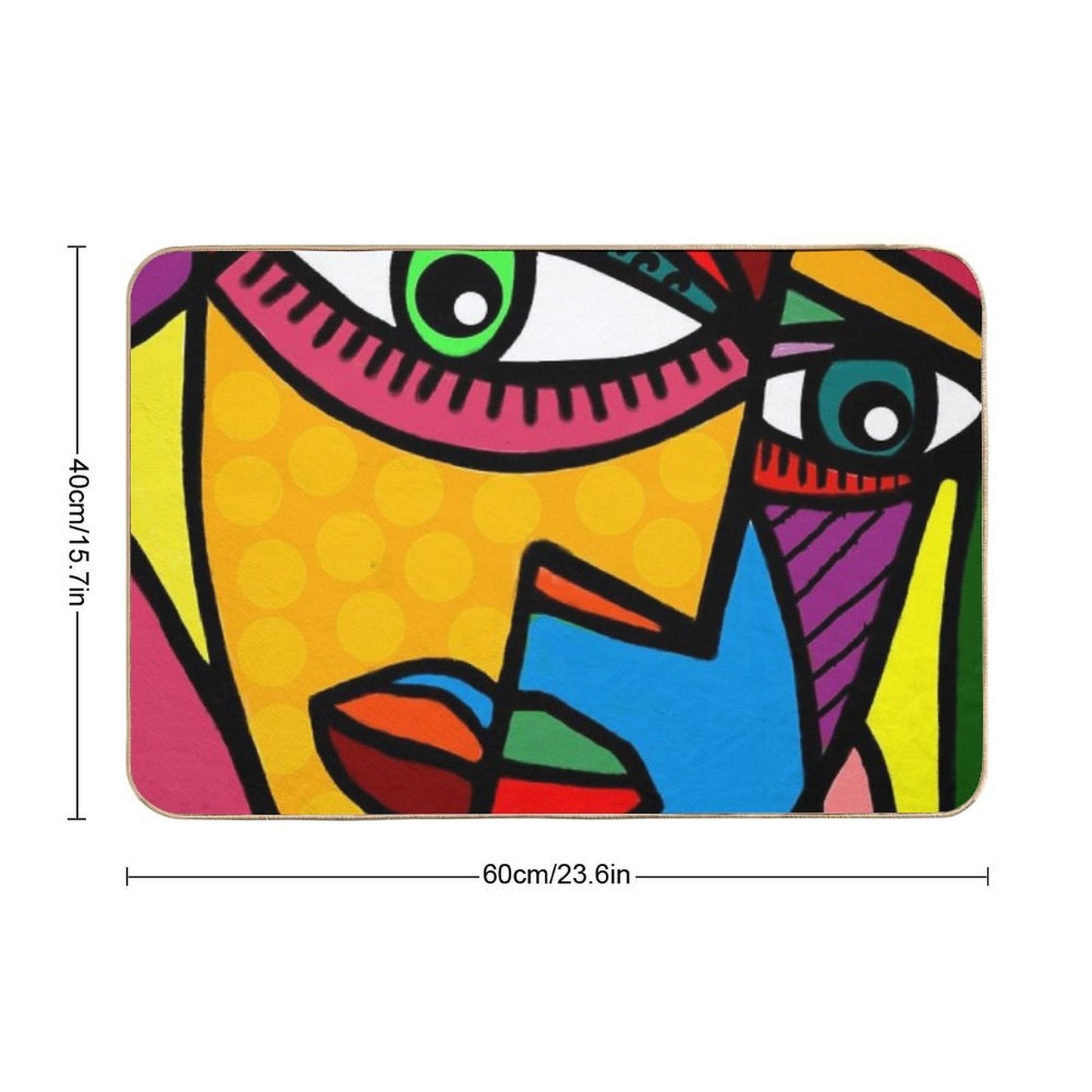Funky Abstract Face Dirt-Trapping Bath Mat