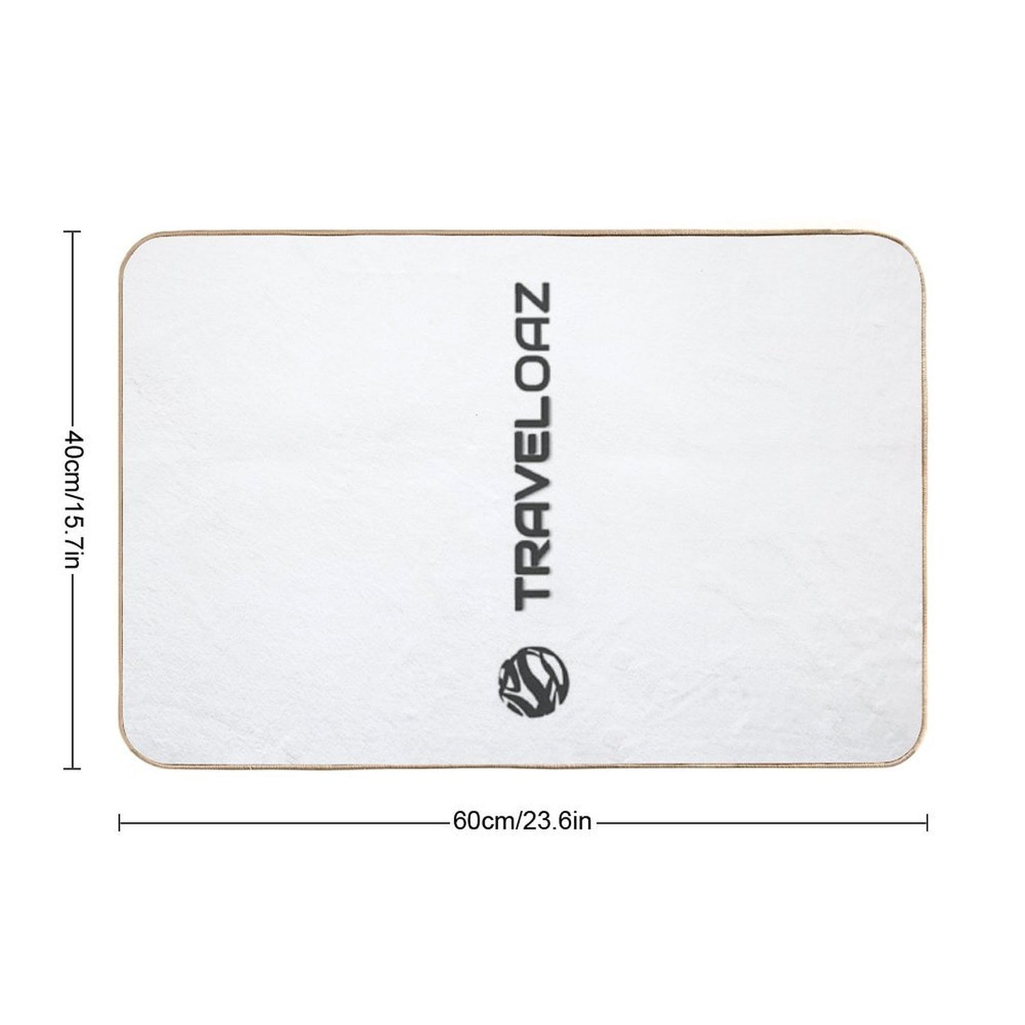 Vertical Version of TravelOAZ Monochromatic Pantone Normal Size Full Logo Rapid-Drying Bath Mat