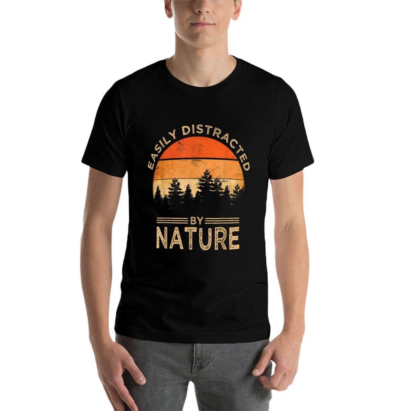 Easily Distracted By Nature Vintage Funny Nature High-quality Stitching T-Shirt