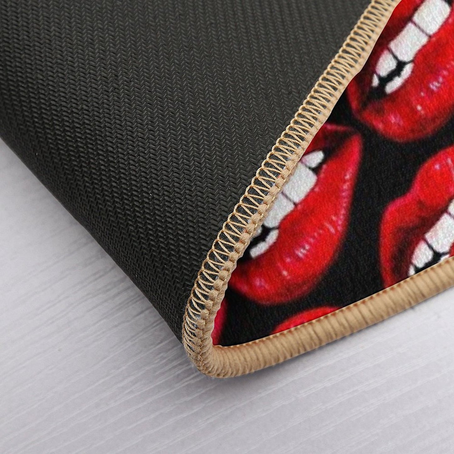 Lip Pattern - Black Stain-Proof Bath Mat