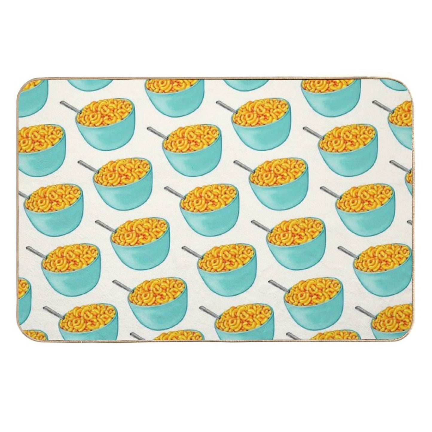 Mac & Cheese Pattern - White Fade-Resistant Bath Mat
