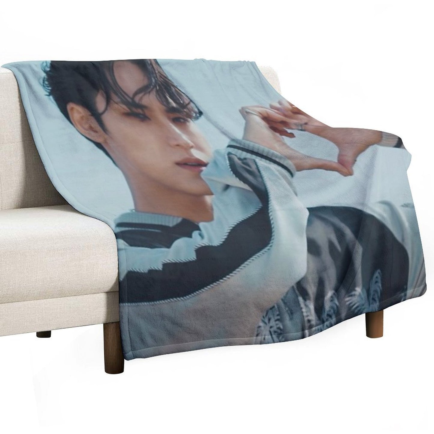 Mingyu And Heart from Hot Mv Velvety-soft Throw Blanket