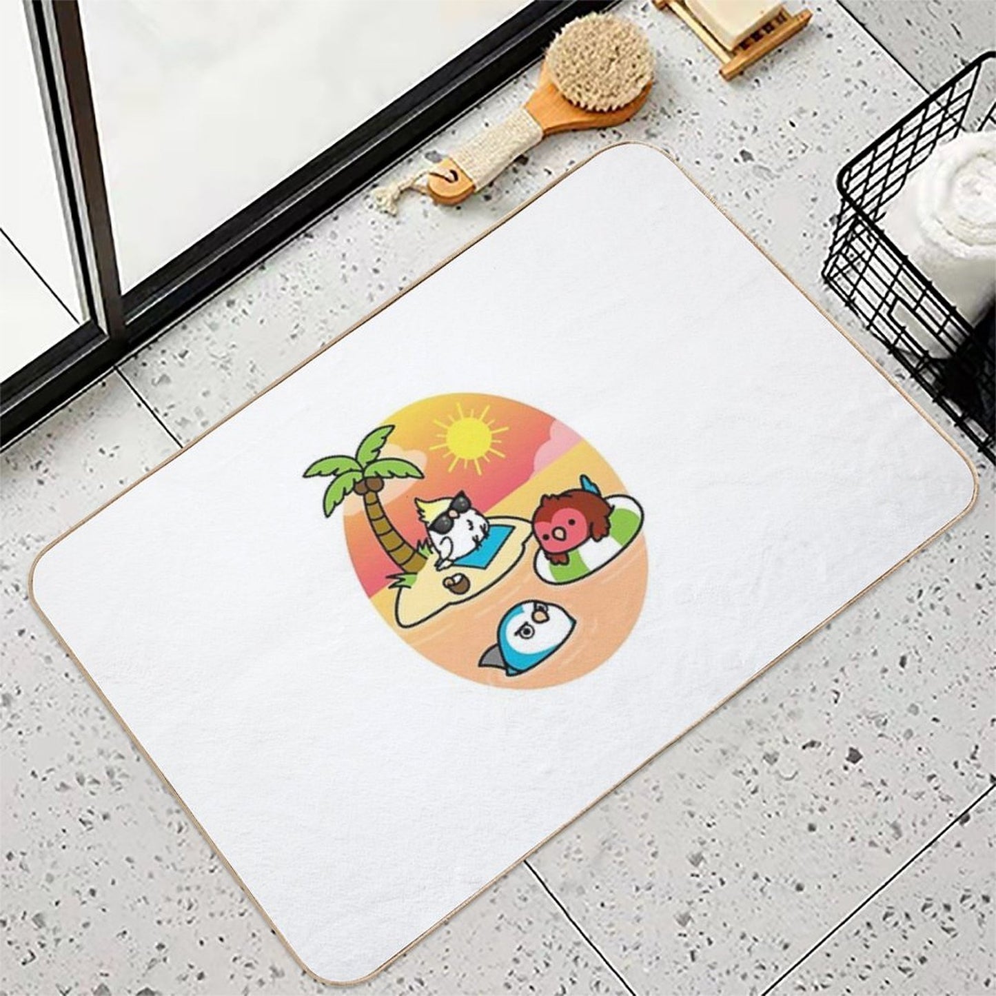 Beach Birds Slip-Resistant Bath Mat