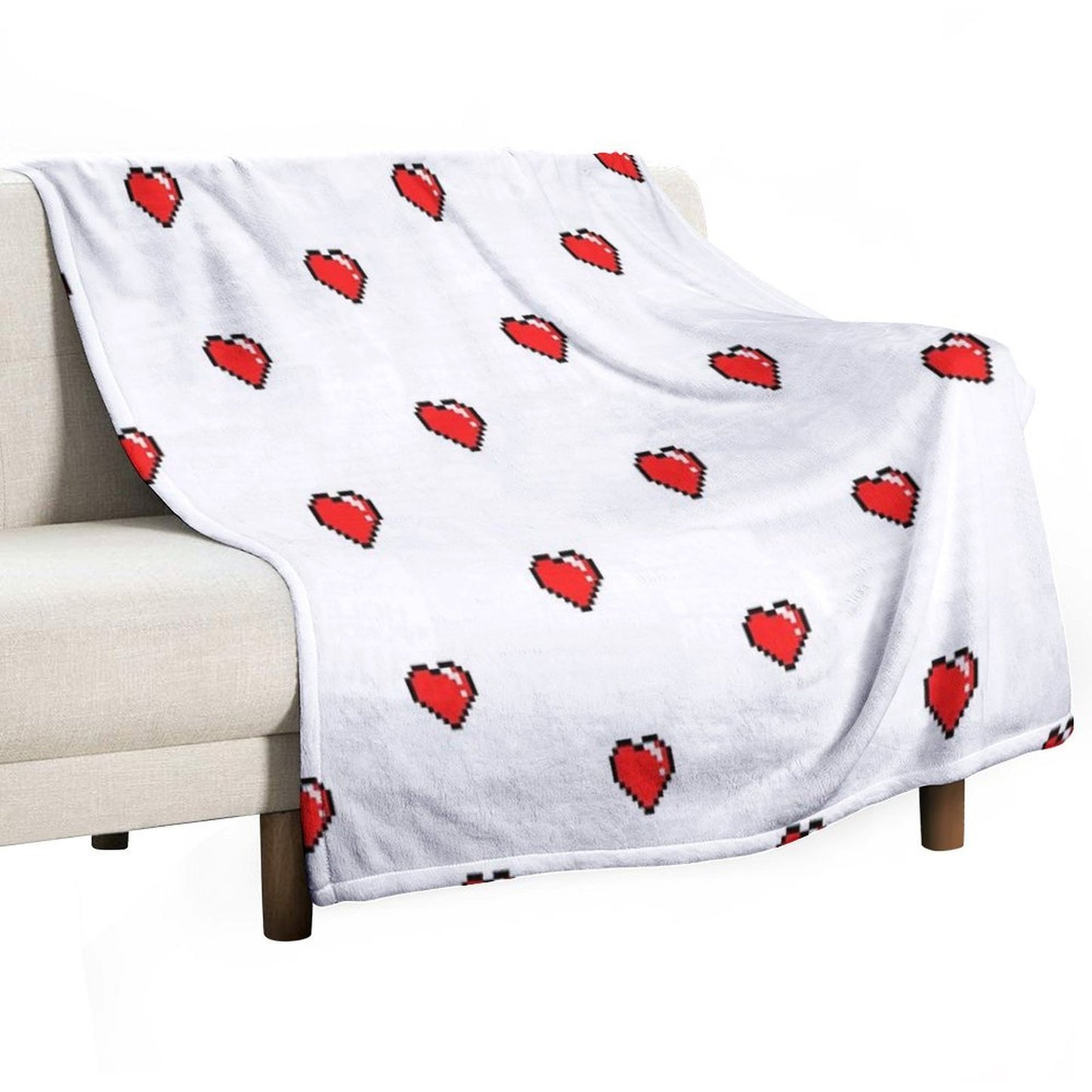 Red Pixel Heart Anti-pilling Throw Blanket