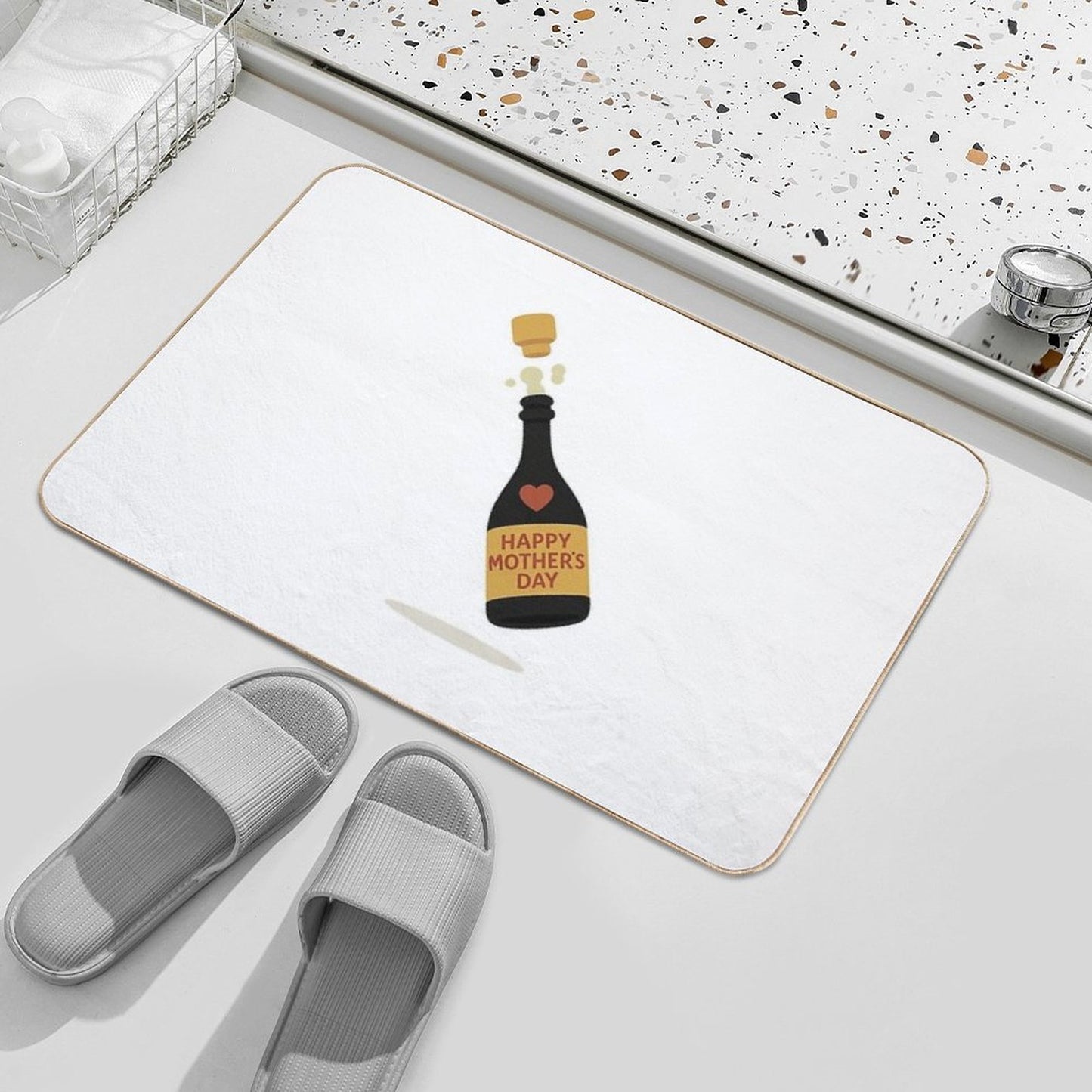 Simple Mom Cheers Symbol, Modern Mother's Day Wishes Toxin-Free Bath Mat