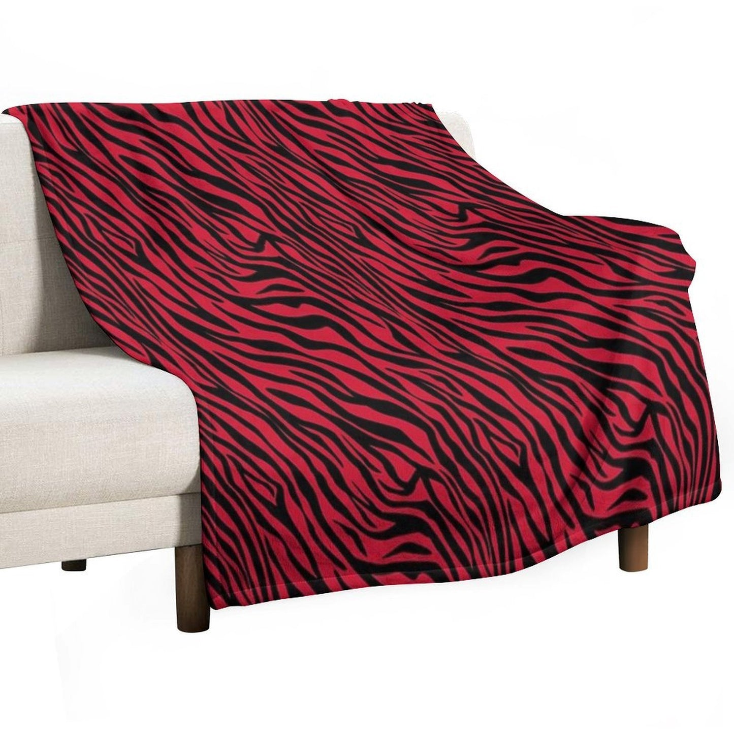 Red Zebra Print, Animal Print Compact Throw Blanket