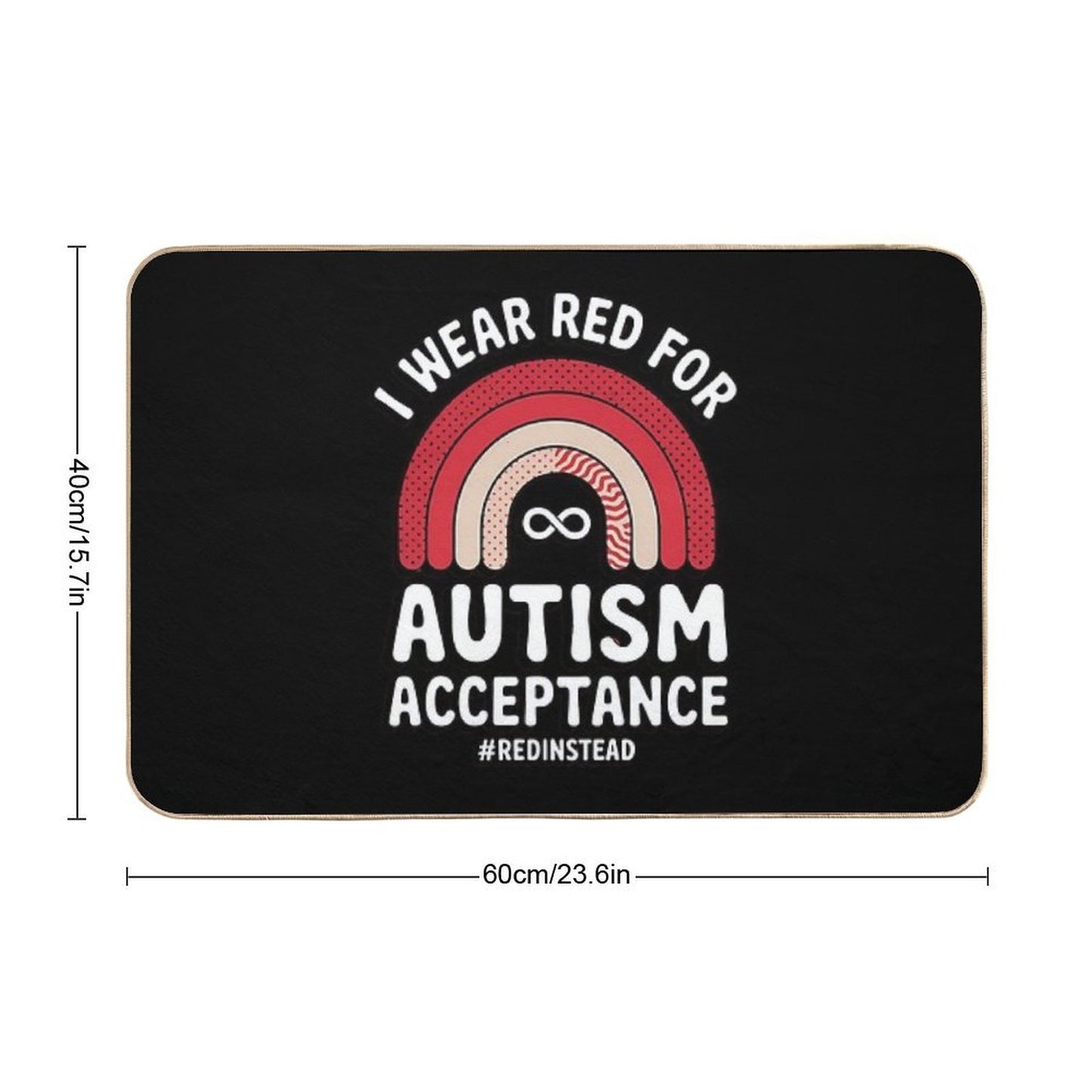In April We Wear Red Autism Awareness Acceptance #REDinstead Slip-Resistant Bath Mat