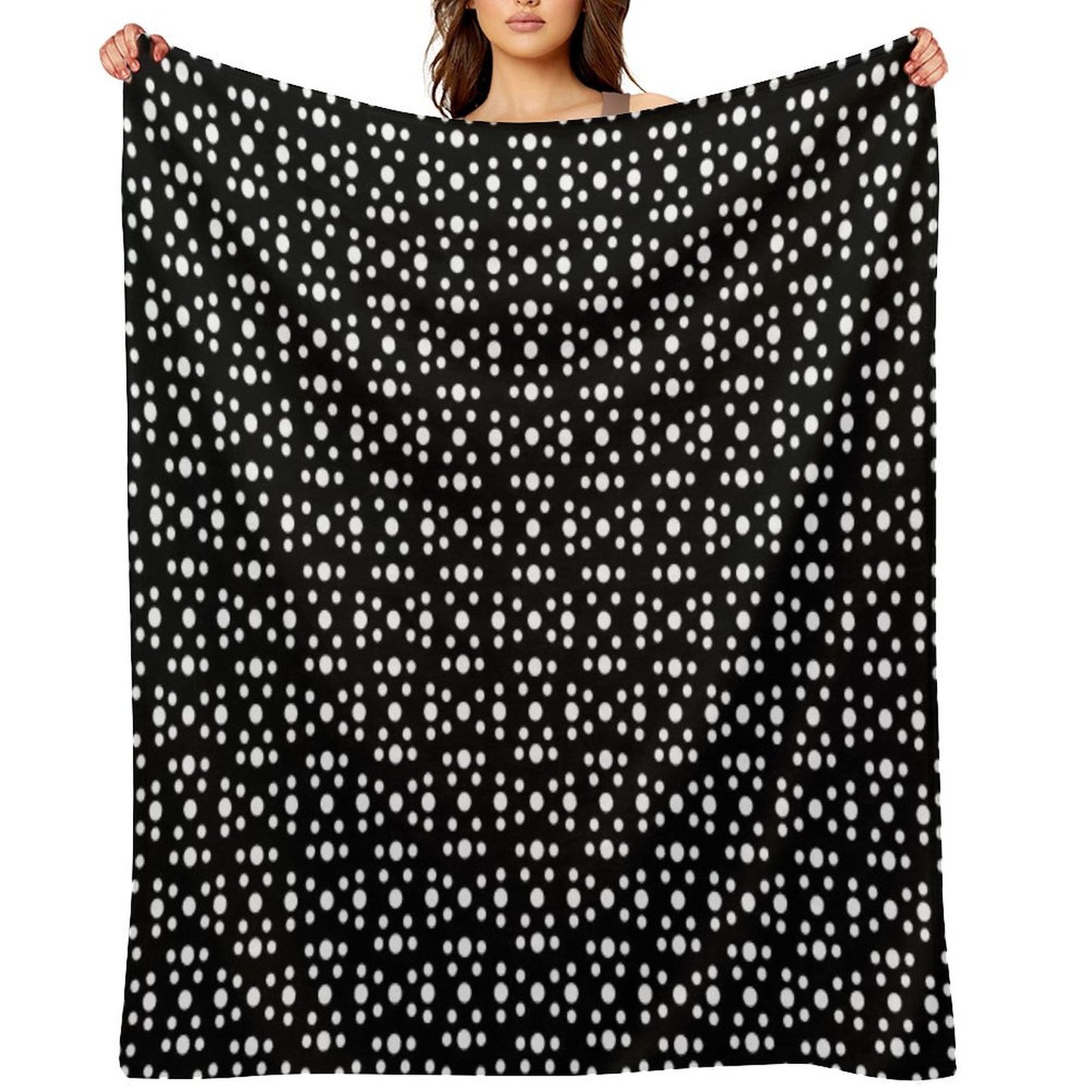 Geometric Dotted Line Pattern No.6 Black And White Gift-ready Throw Blanket