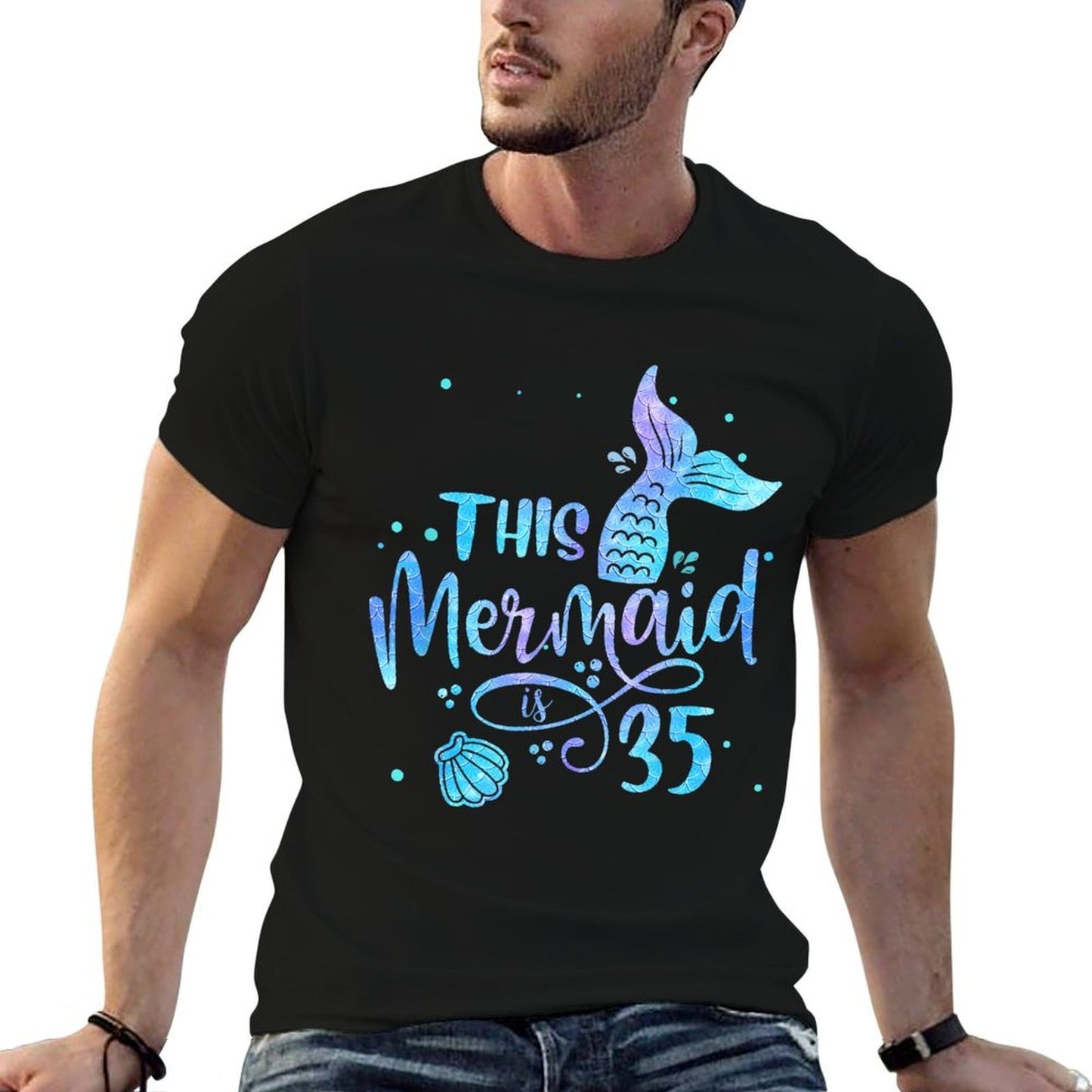 This Mermaid Is 35 Years Old 35th Birthday Mermaid Girl Graphic-printed T-Shirt