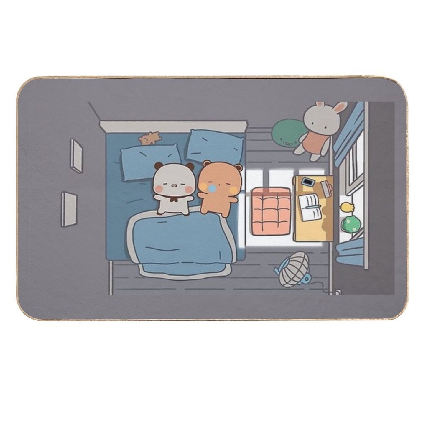 Bubu And Dudu Sleeping Cozy Cute Bear Couple Panda Yier Bubu Brownie Bear Anti-Trip Bath Mat