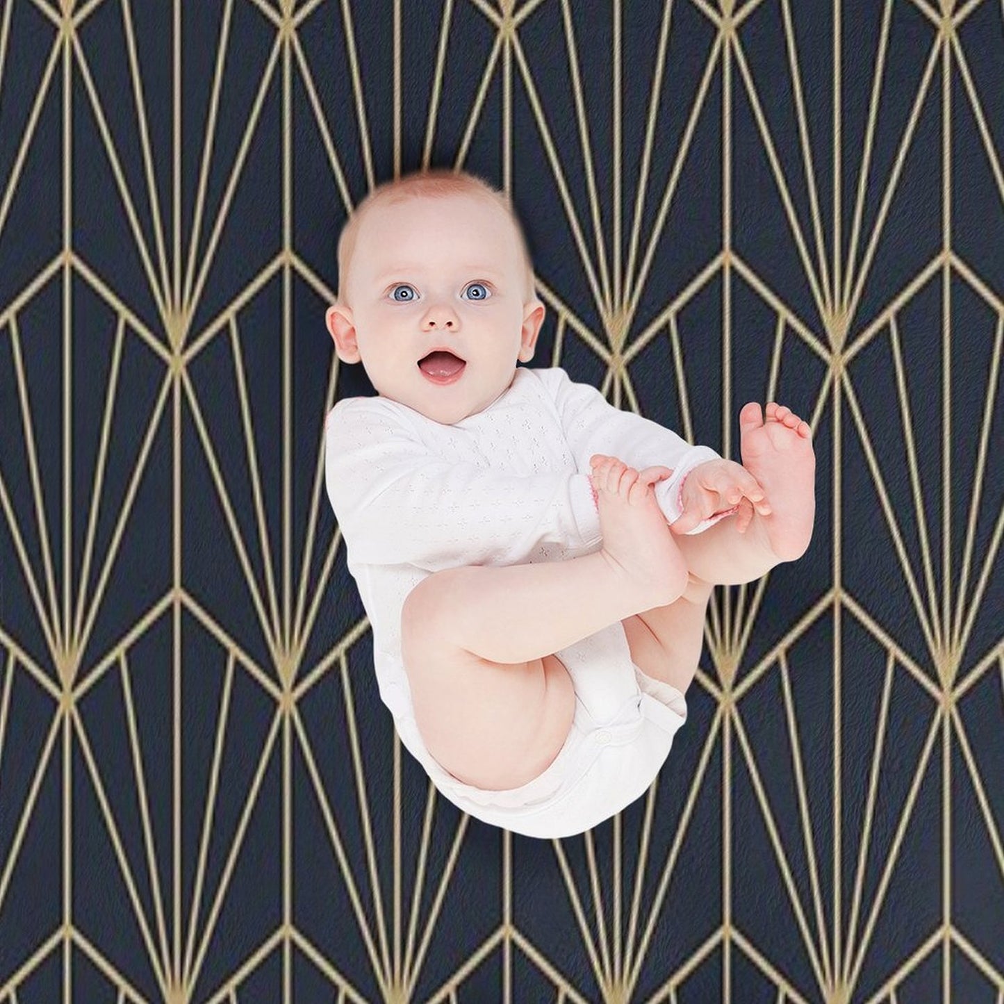 Art Deco in Navy And Gold Anti-pilling Throw Blanket