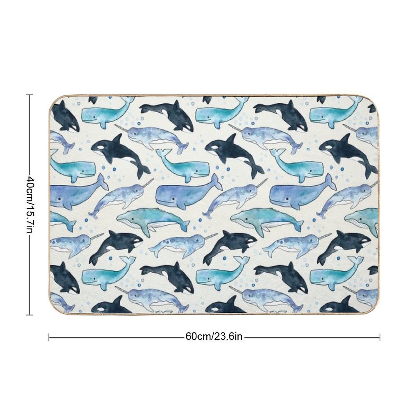 Whales, Orcas & Narwhals Repositionable Bath Mat