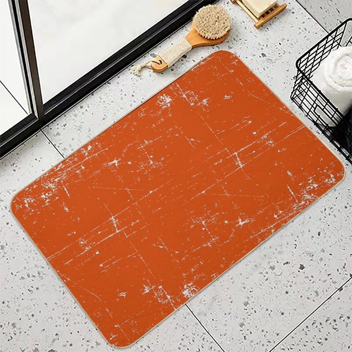 Burnt Orange Grunge Design Easy Maintenance Bath Mat