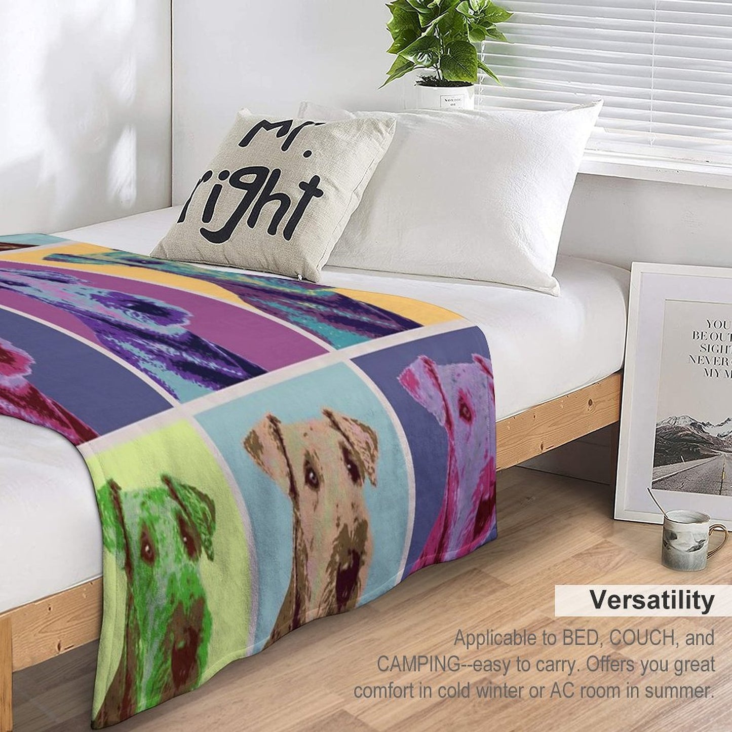Airedale Terrier Pop Art Grid Premium Throw Blanket
