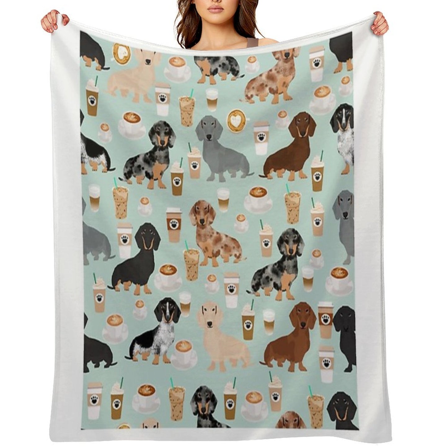 Dachshund Dog Cartoon Funny Lunch Comfort Throw Blanket