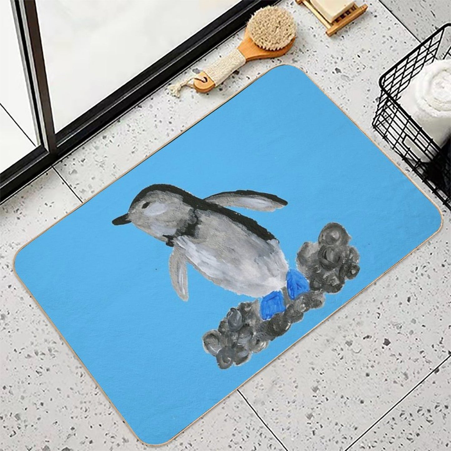 Penguin Blue Foot Durable Bath Mat