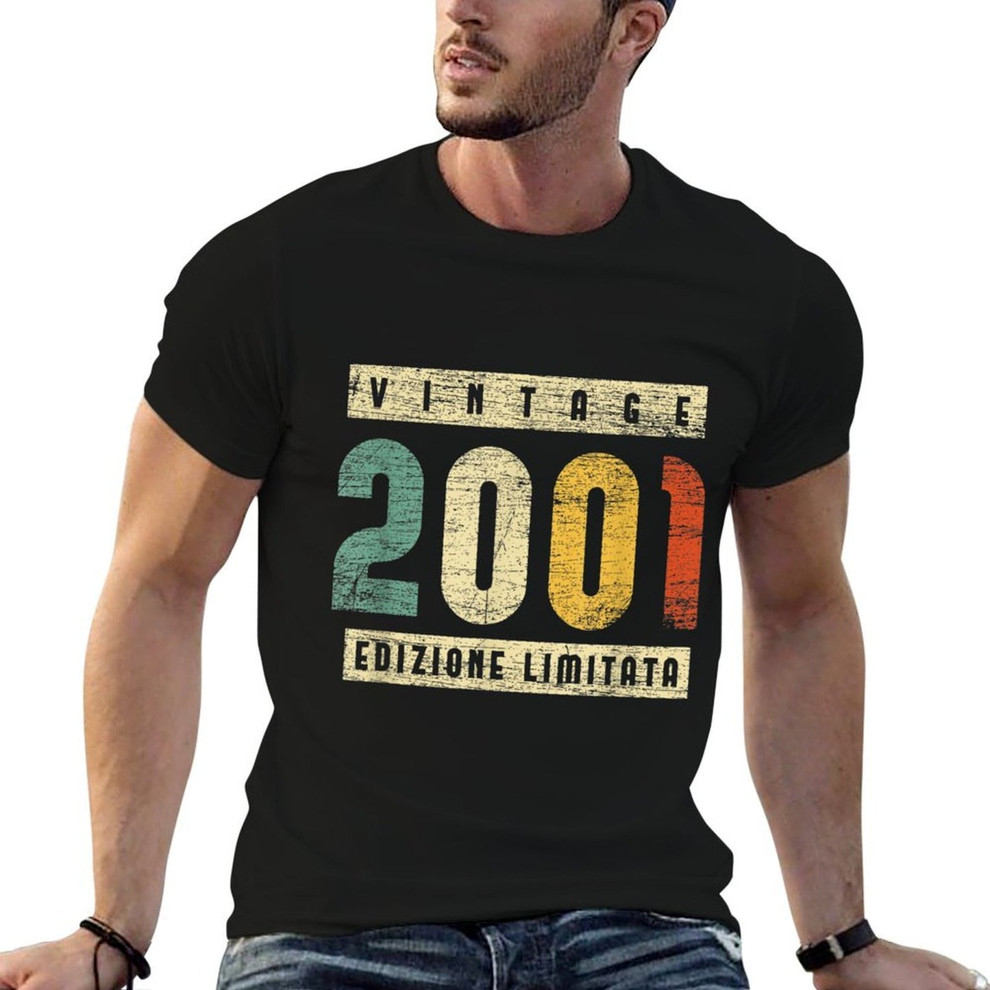 Limited Edition 2001 Womens Mens 21st Birthday Ribbed Collar T-Shirt