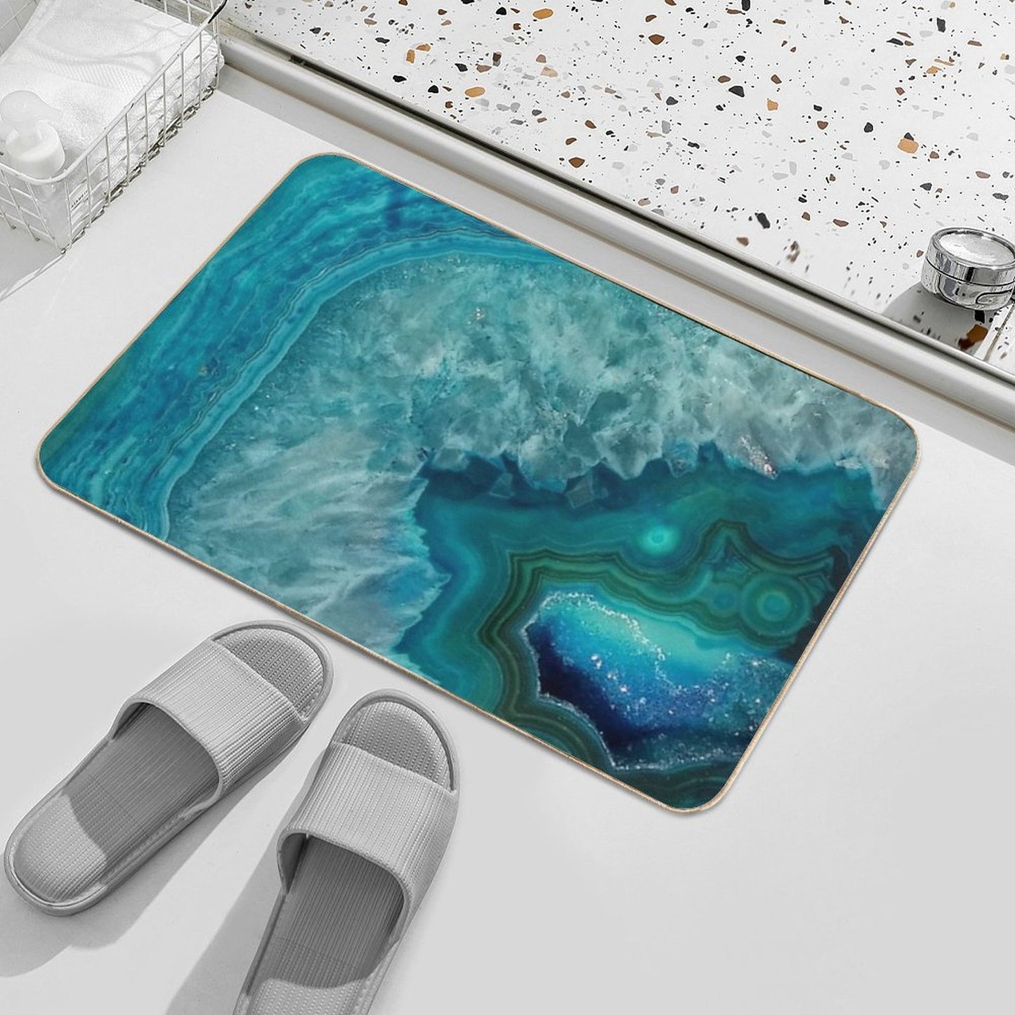 Turquoise Teal Agate Stone Eco-Friendly Bath Mat