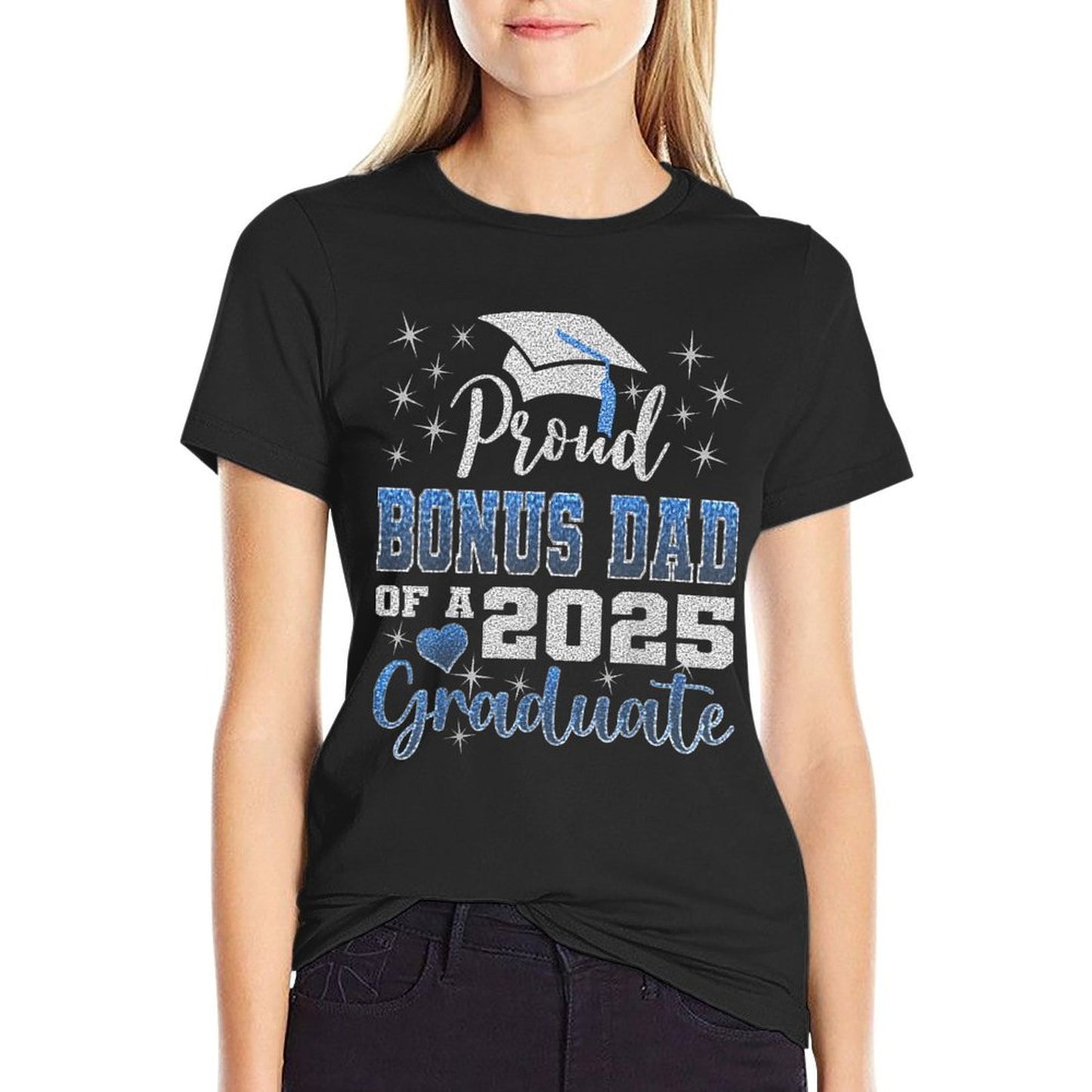 Super Proud Bonus Dad of 2025 Graduate Awesome Family School Stretchy T-Shirt