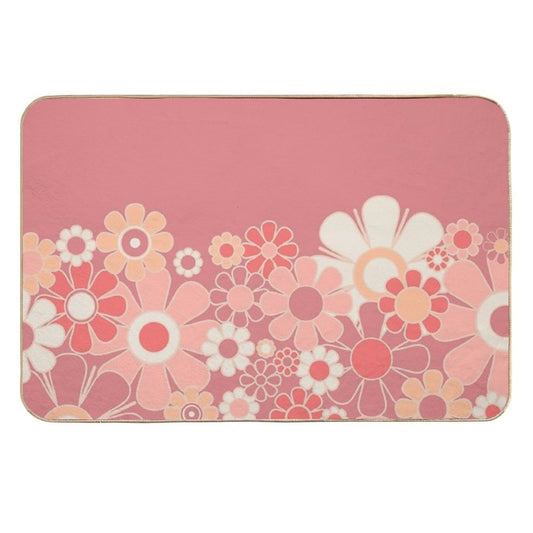 Retro Garden Flower Cuff Mauve Peach Vintage Contemporary Aesthetic Floral Pattern  Rapid-Drying Bath Mat