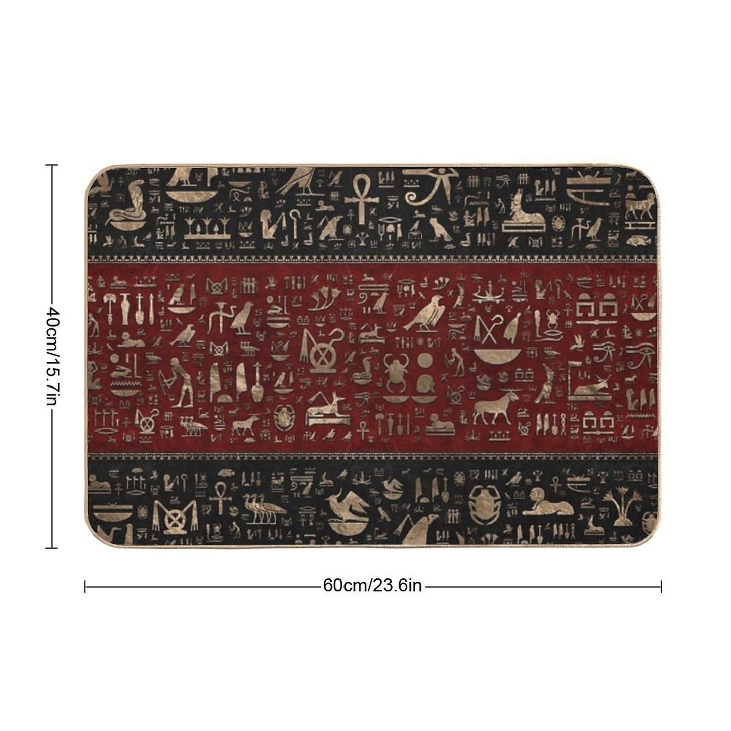 Ancient Egyptian Hieroglyphs - Black And Red Leather And Gold Rapid-Drying Bath Mat