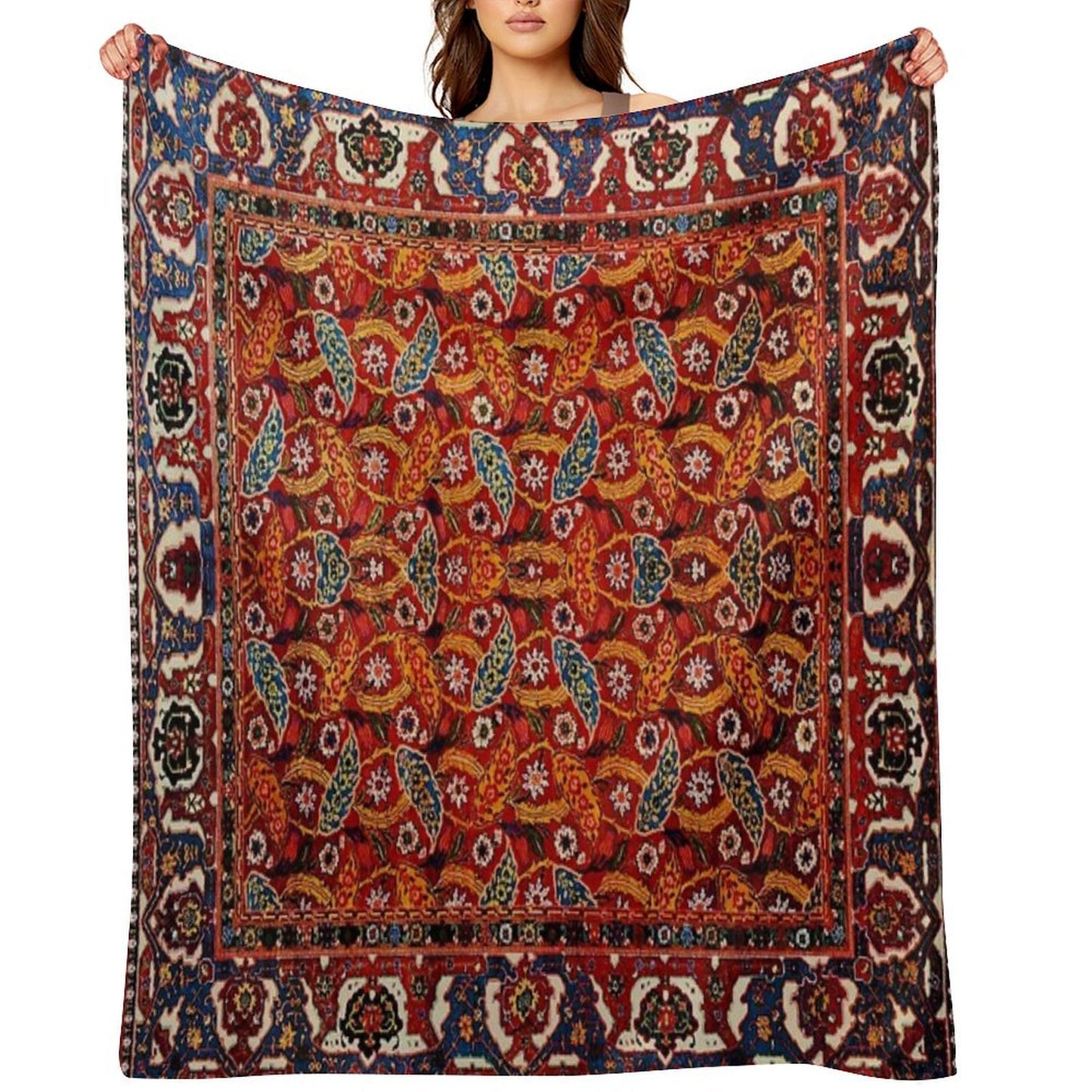 Carpet Pattern in Paisley Boho Multi-functional Throw Blanket