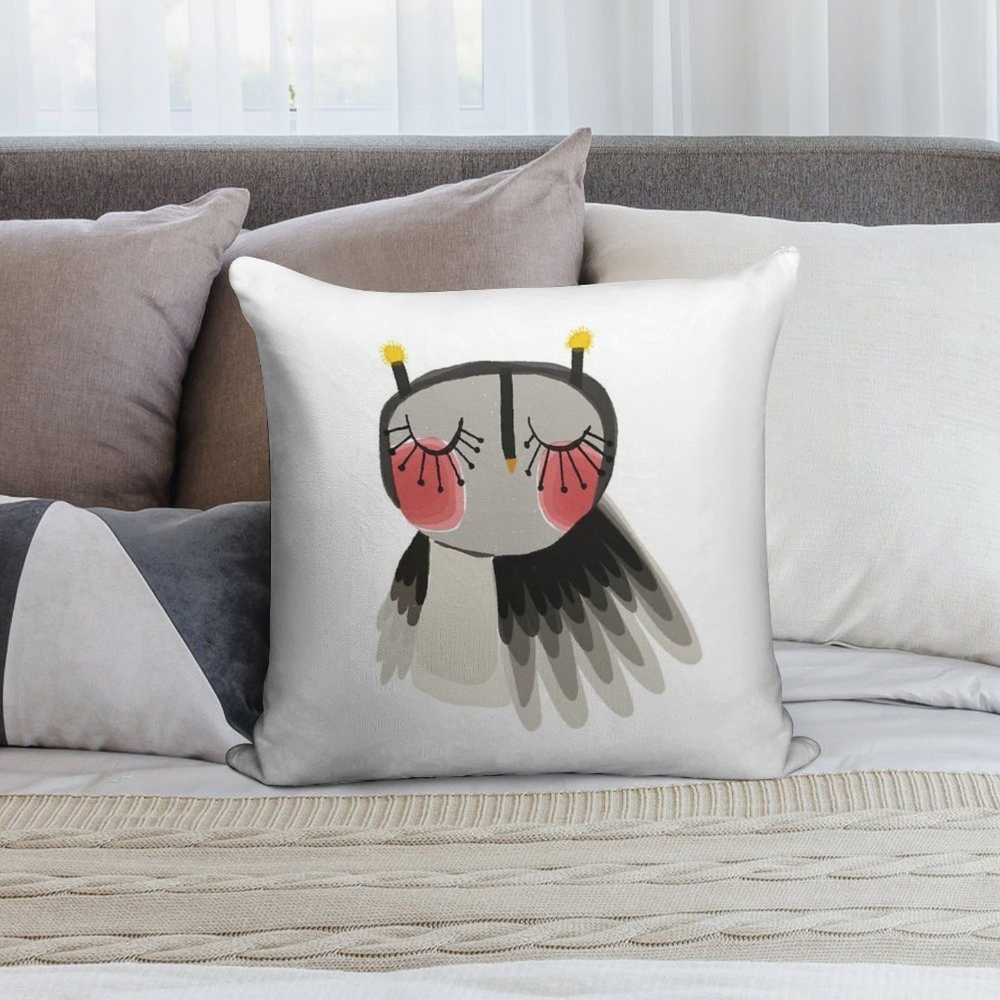Rosy Cheeks Owl Soft Warmth Comfort Throw Pillow