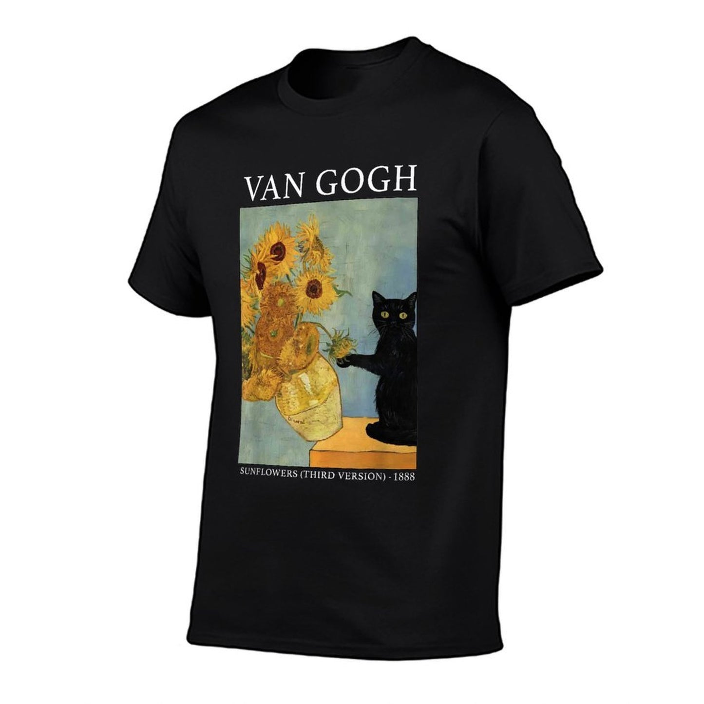 Van Gogh Black Cat With Sunflowers Funny Cat Classic T-Shirt