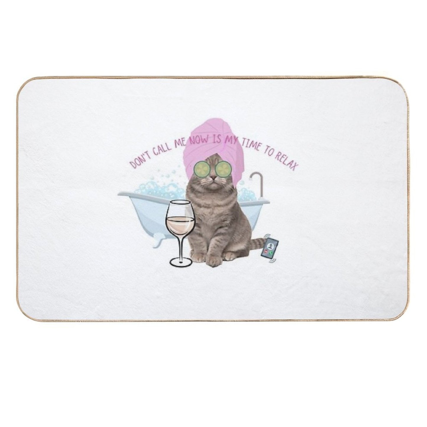 Funny Cat Relax Stain-Proof Bath Mat
