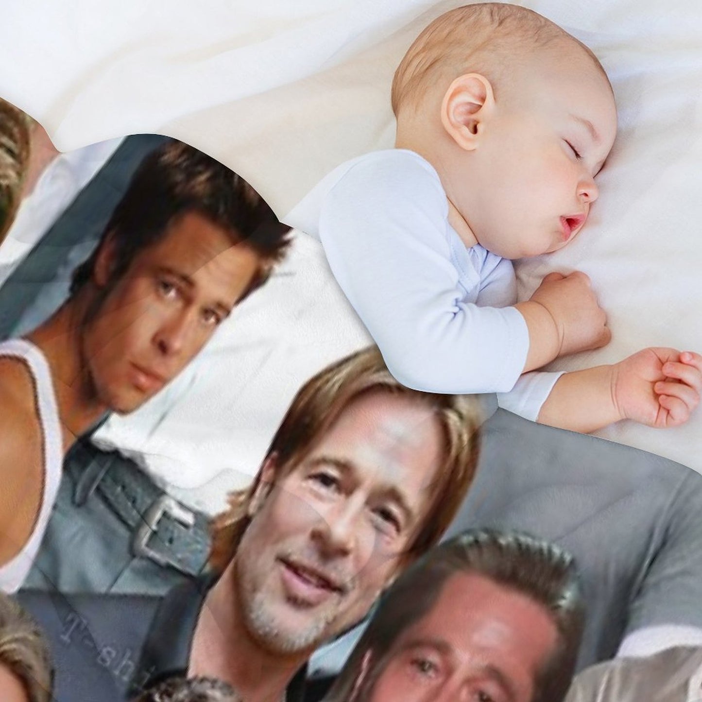 Brad Pitt Photo Collage Travel-friendly Throw Blanket