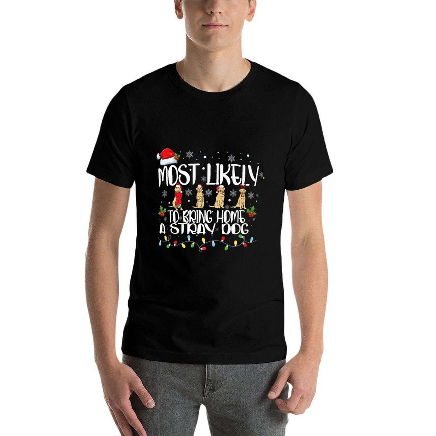 Most Likely To Bring Home A Stray Dog Matching Christmas Premium Odor-resistant T-Shirt