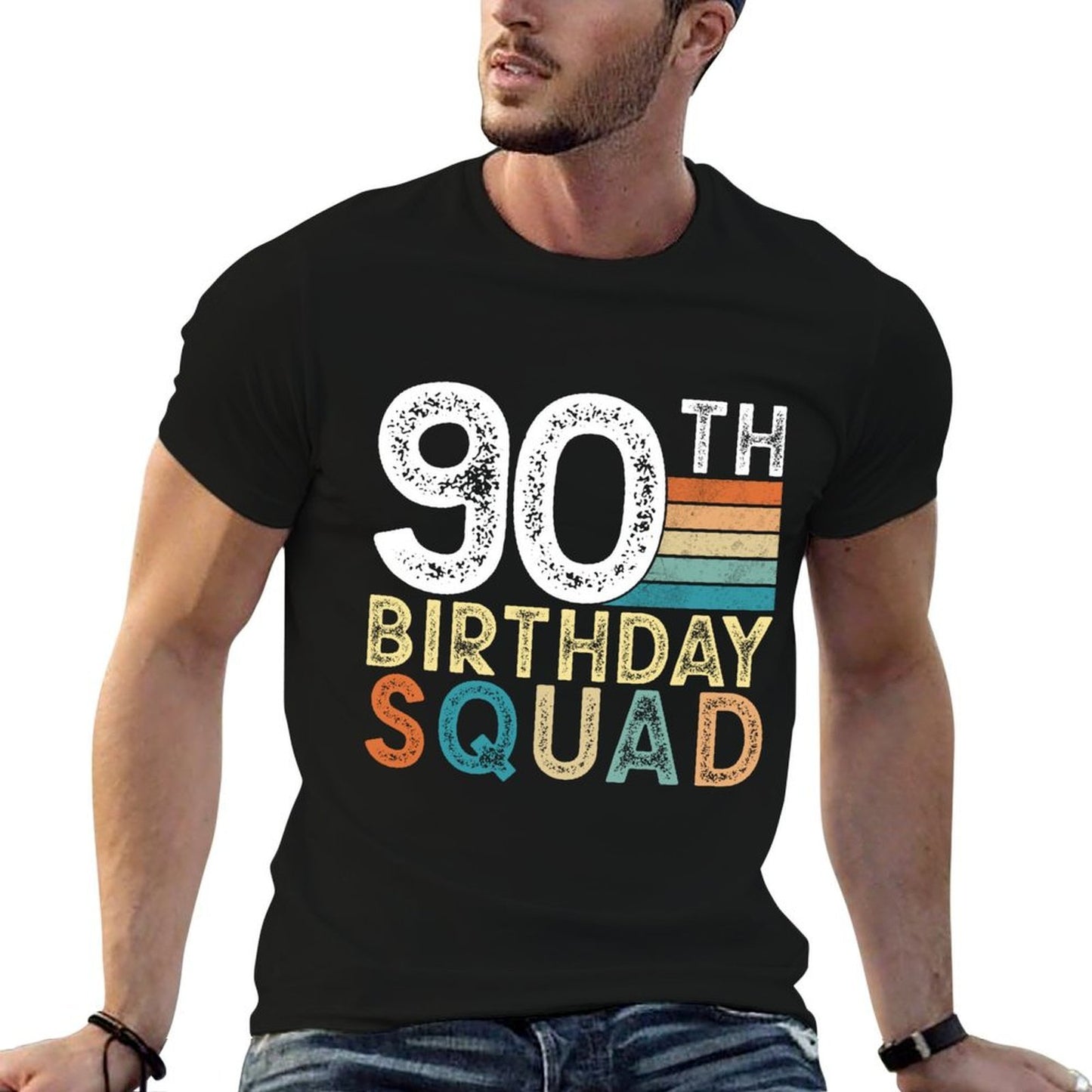 90th Birthday Squad Bday 90 Year Old Party Crew Men Women Wrinkle-resistant T-Shirt