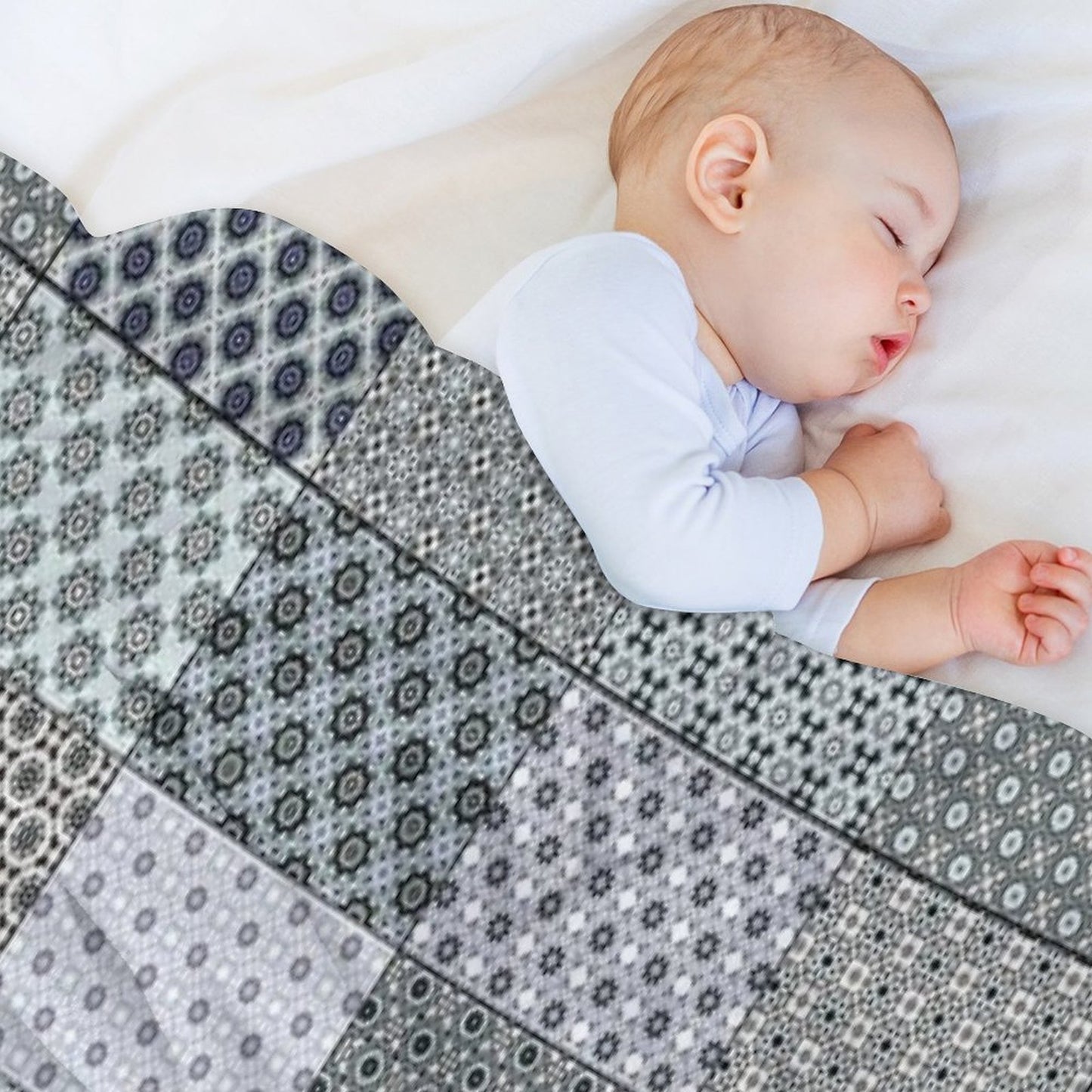 Gray Patchwork Anti-pilling Throw Blanket